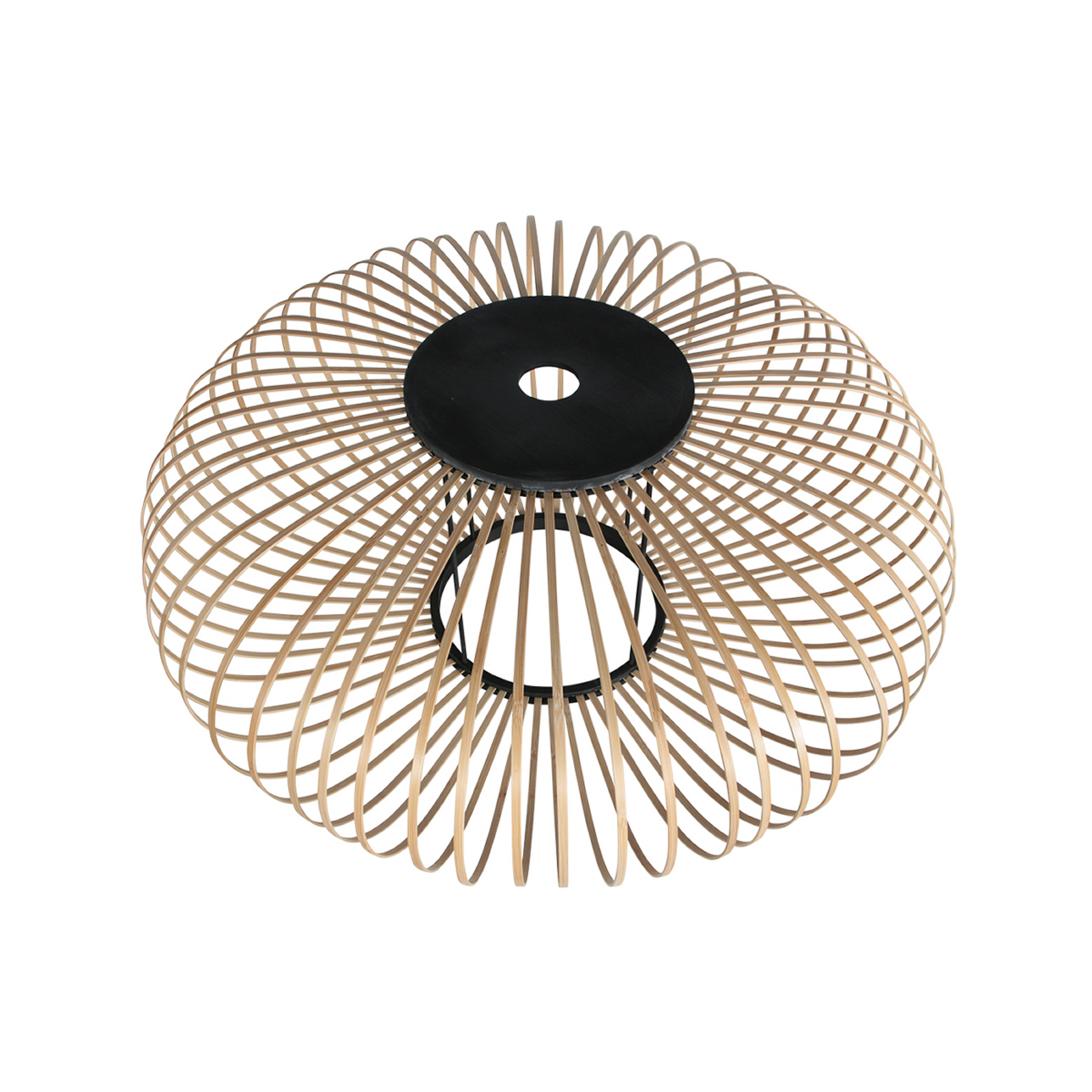 Ív világítás Curve, fekete, bambuszrudakkal ellátott búra, Ø 60 cm