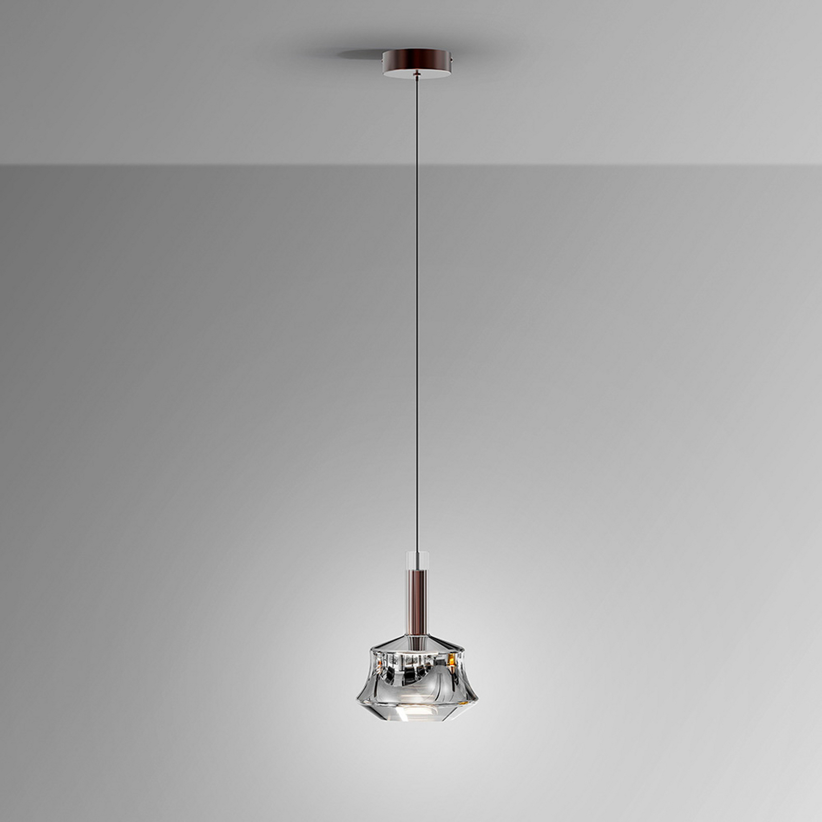 LED závesné svietidlo Scarlett, strieborná, Ø 18 cm, sklo