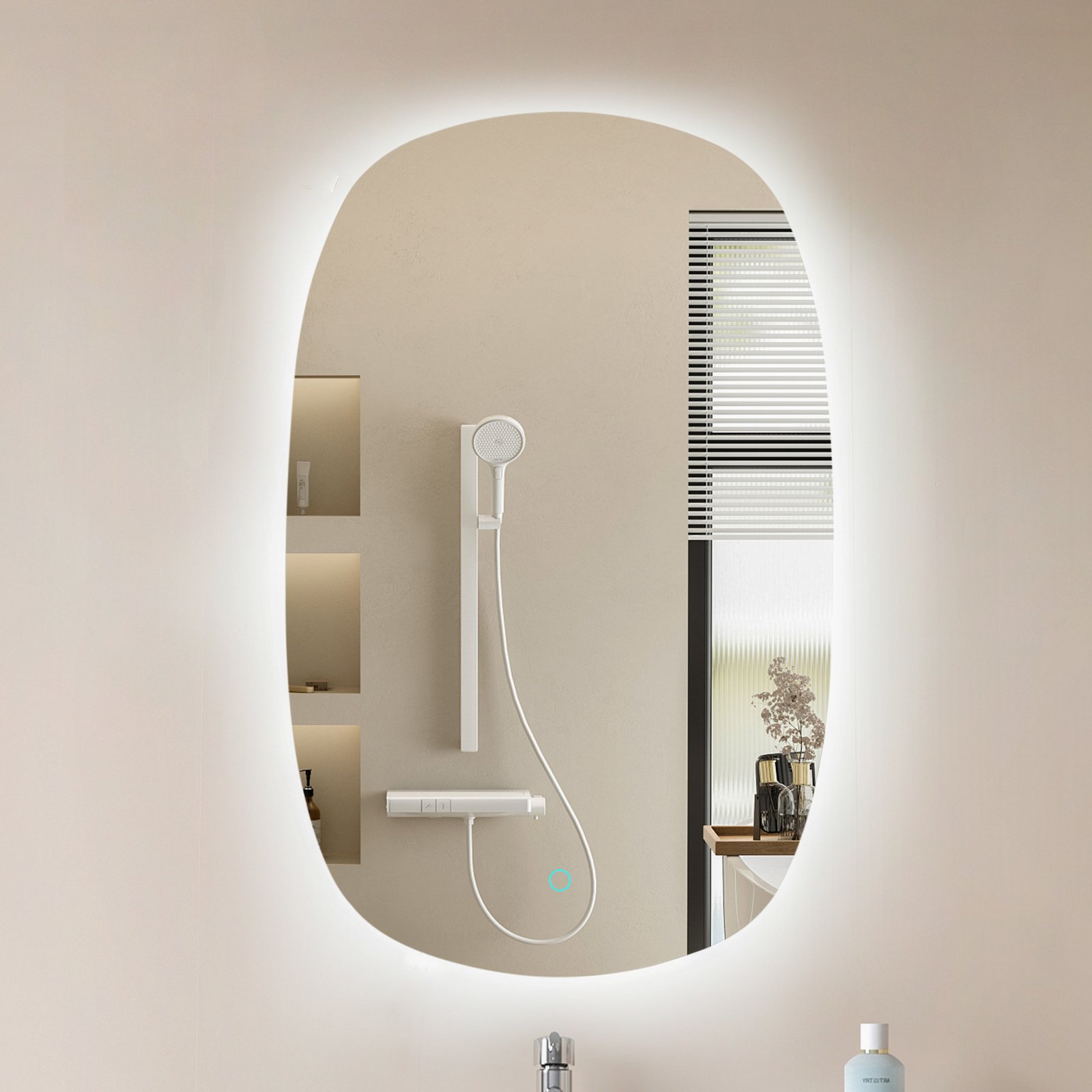 Lucande miroir LED Celestiel, ovale, chauffant, CCT, 80 cm