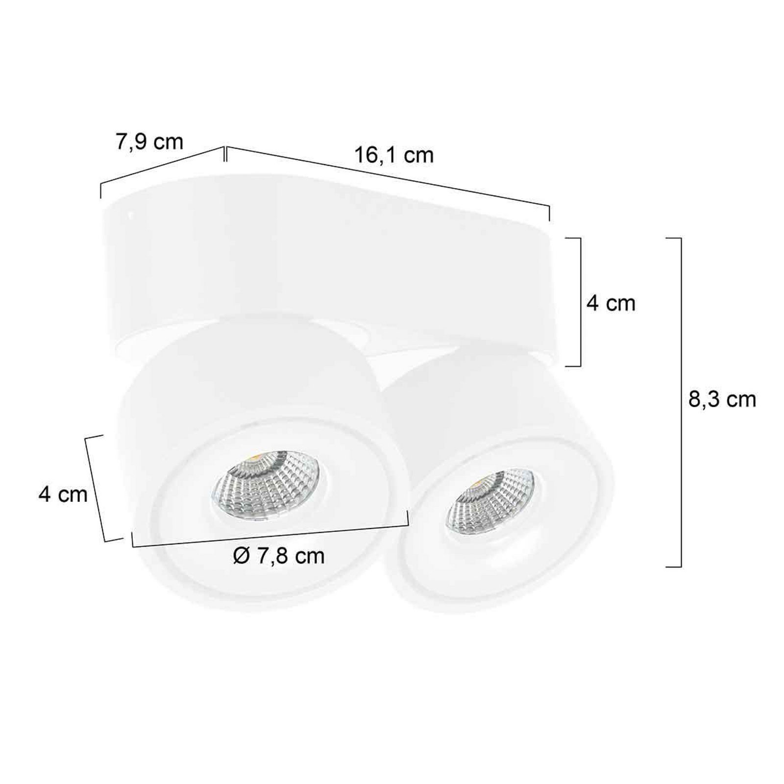 LED ceiling spotlight Fez, white, 2-bulb, metal, swivelling