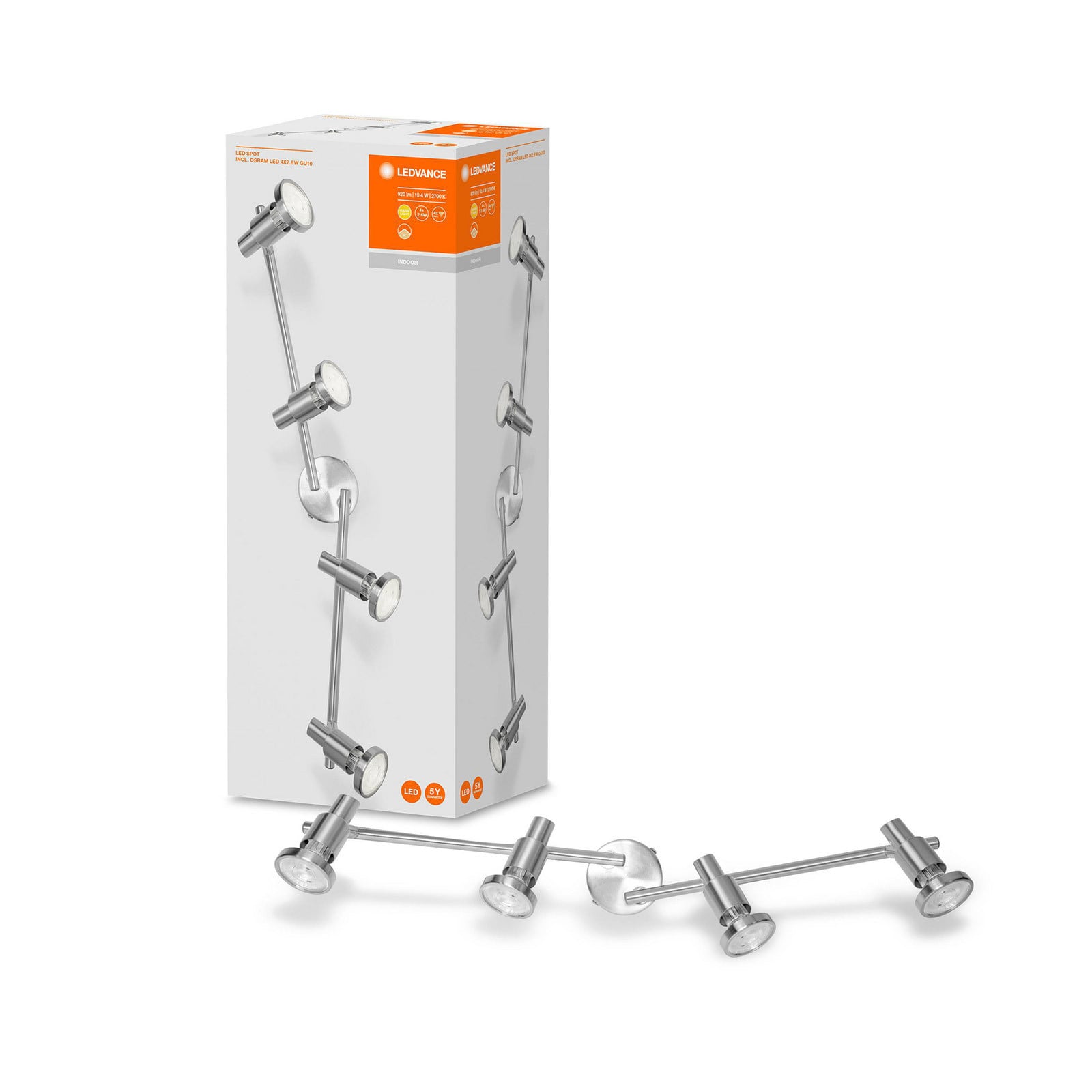 Ledvance Níquel Escovado Niclas Projetor Led, Níquel, 4 Chamas