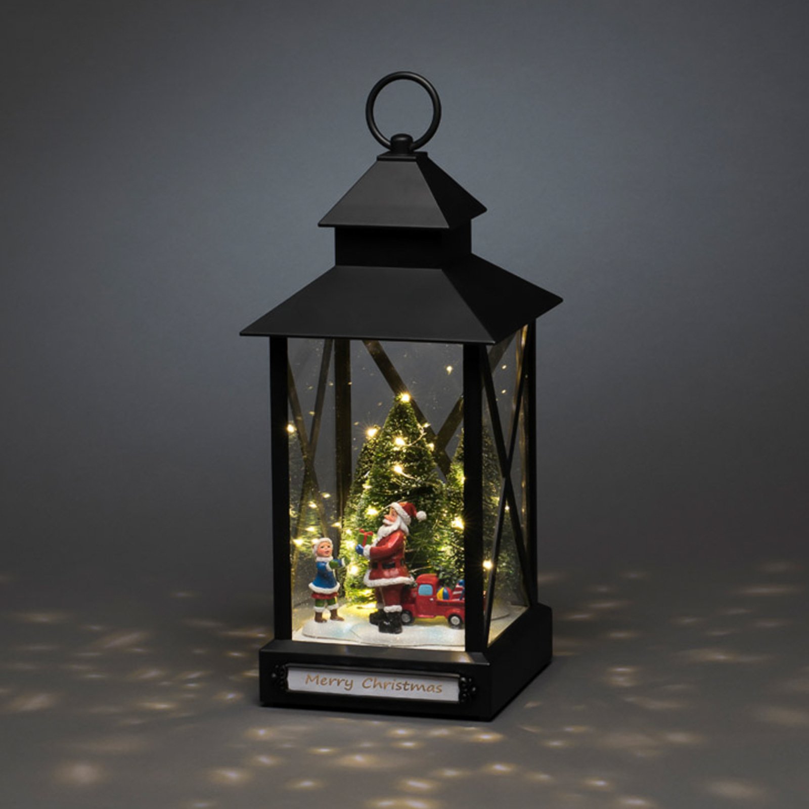 Farol decorativo LED Papá Noel negro IP44 32cm
