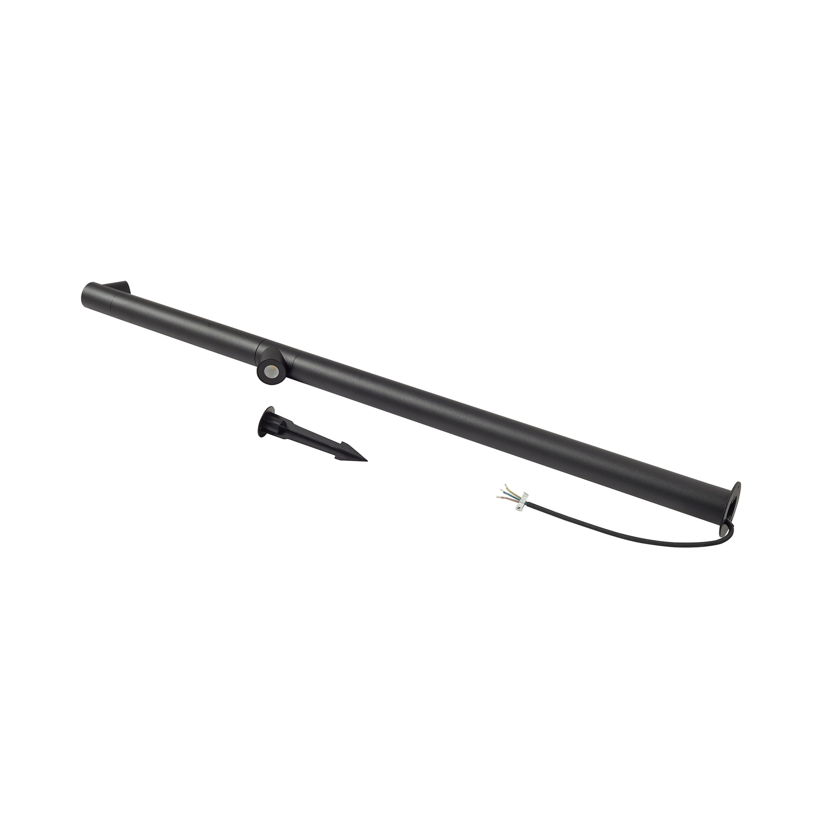 Lindby bolardo luminoso LED Luzian, altura 120cm, negro, pincho de suelo