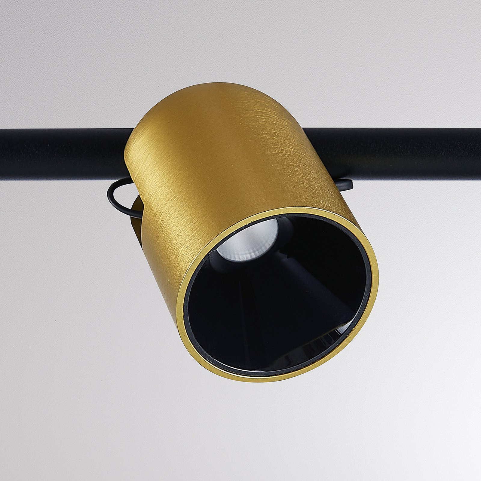 Molto Luce hanging light Nuun PD, black/gold, aluminium, 4-bulb.