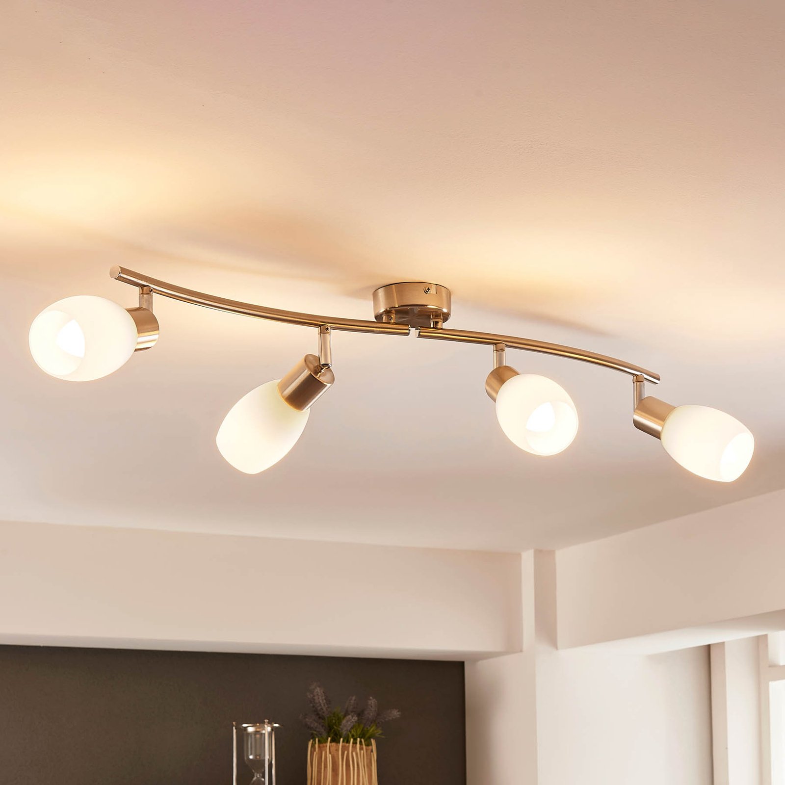 Arda 4 Ceiling Lamp L70 Stainless Steel/Opal - Lindby