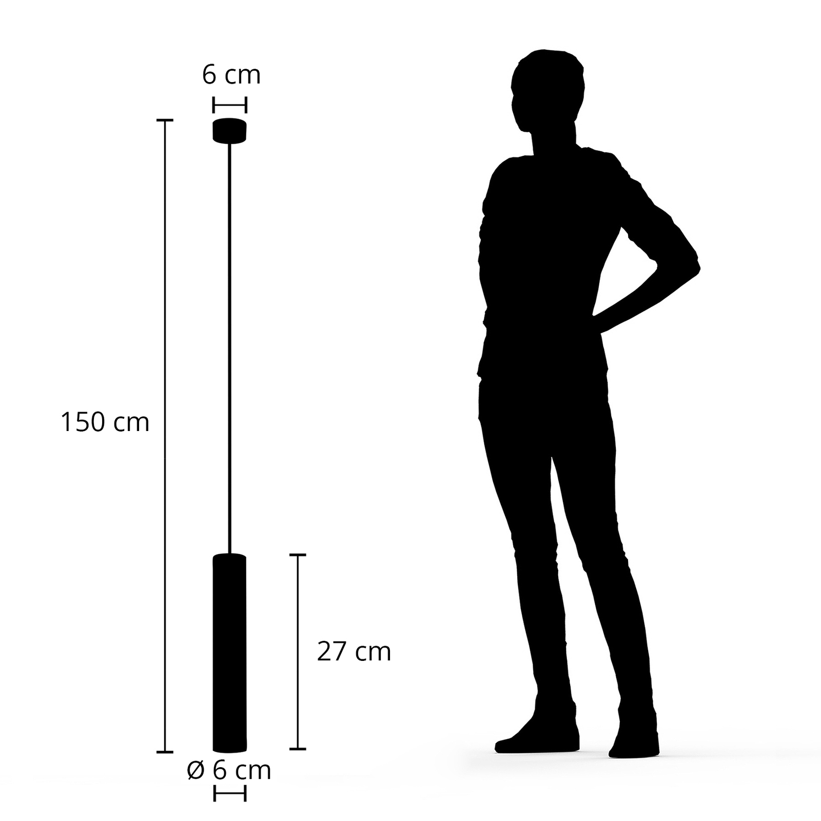 Candeeiro suspenso Arcchio Ejona, altura 27 cm, preto