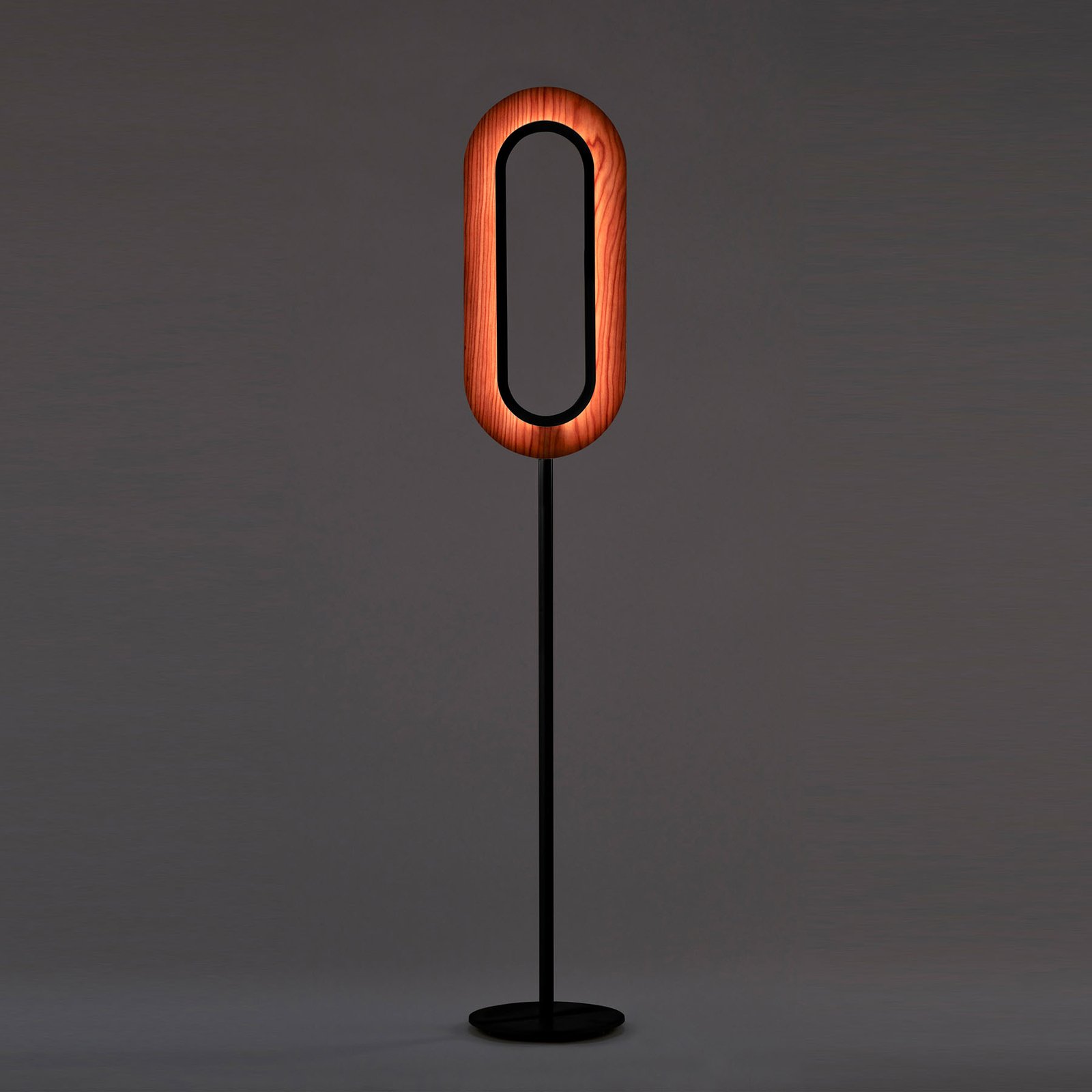 LZF Lens Oval stojaca lampa, čierna/orech 46 cm