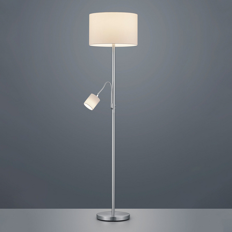 Gulvlampe Hotel med læselampe, hvid skærm