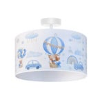 Plafonnier Kids Print bleu clair/blanc Ø 35 cm, en tissu - Duolla