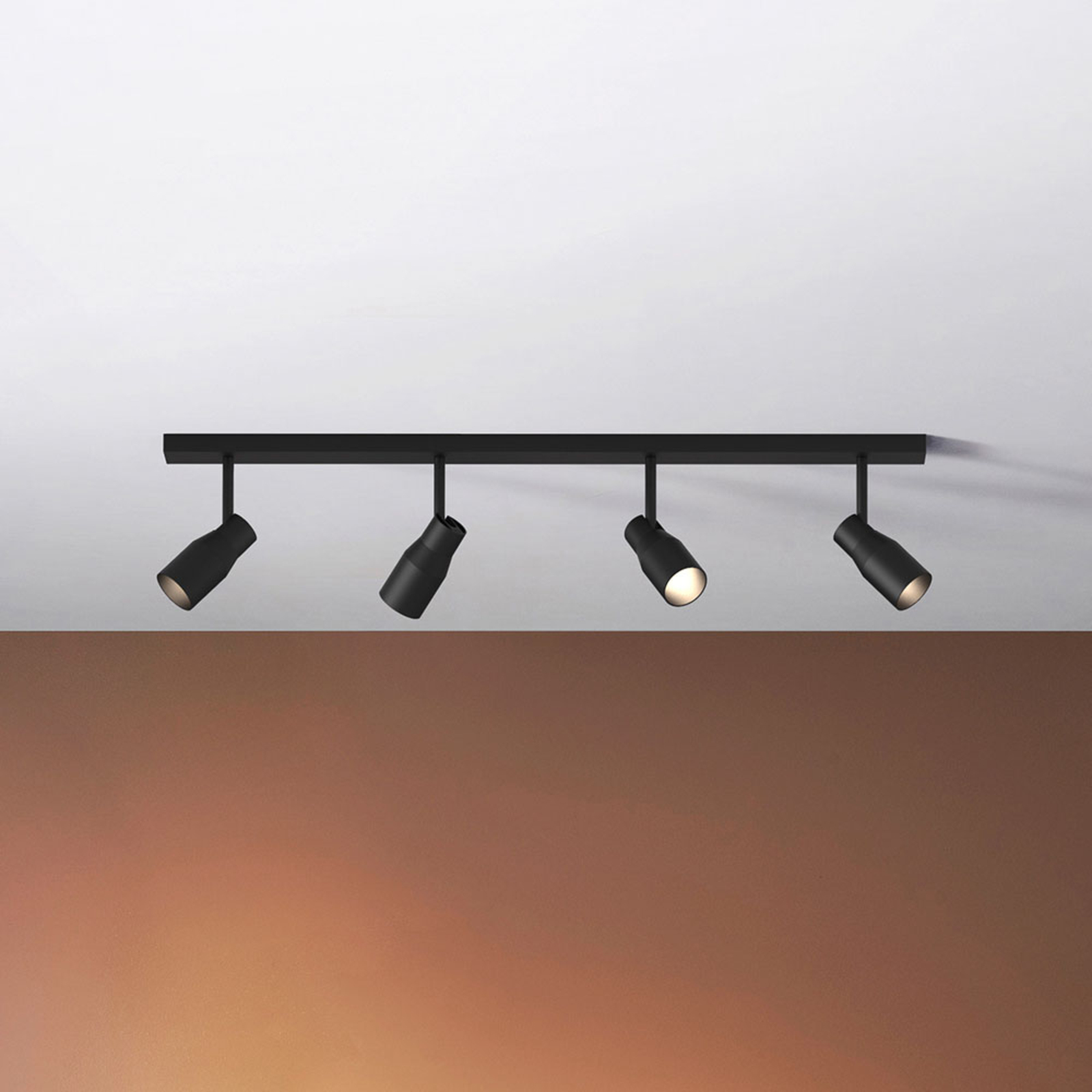 Astro Apollo Four Bar downlight, black, for Hallway, zinc, GU10, 6 W, energy efficiency: A++, L: 90 cm, W: 6 cm, H: 21.9 cm