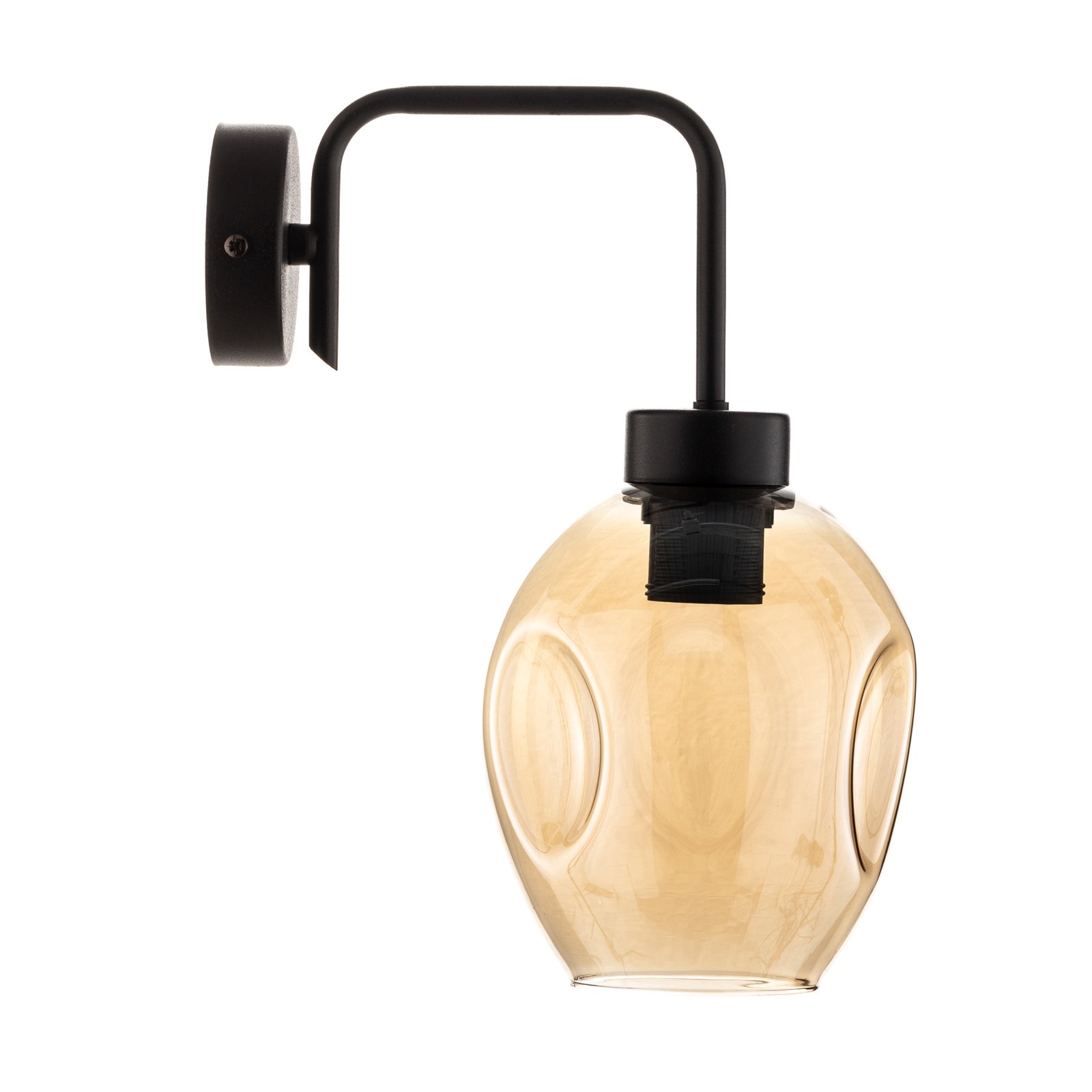 Lukka wall light, one-bulb, black/amber