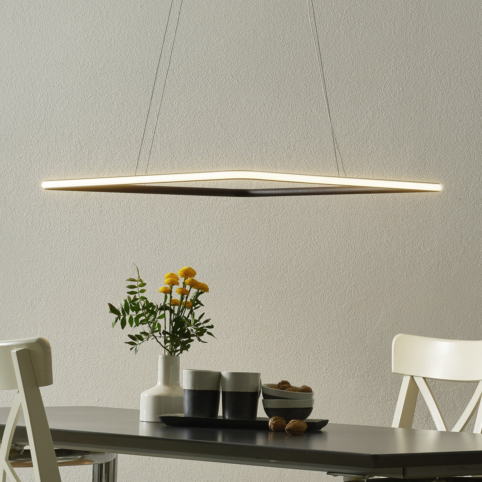 ALTAVOLA DESIGN LA079 LED hanging light 60 x cm black 3,000 K, for Living / Dining Room, aluminium, silicone, 39 W, energy efficiency: A, L: 60 cm, W: 60 cm