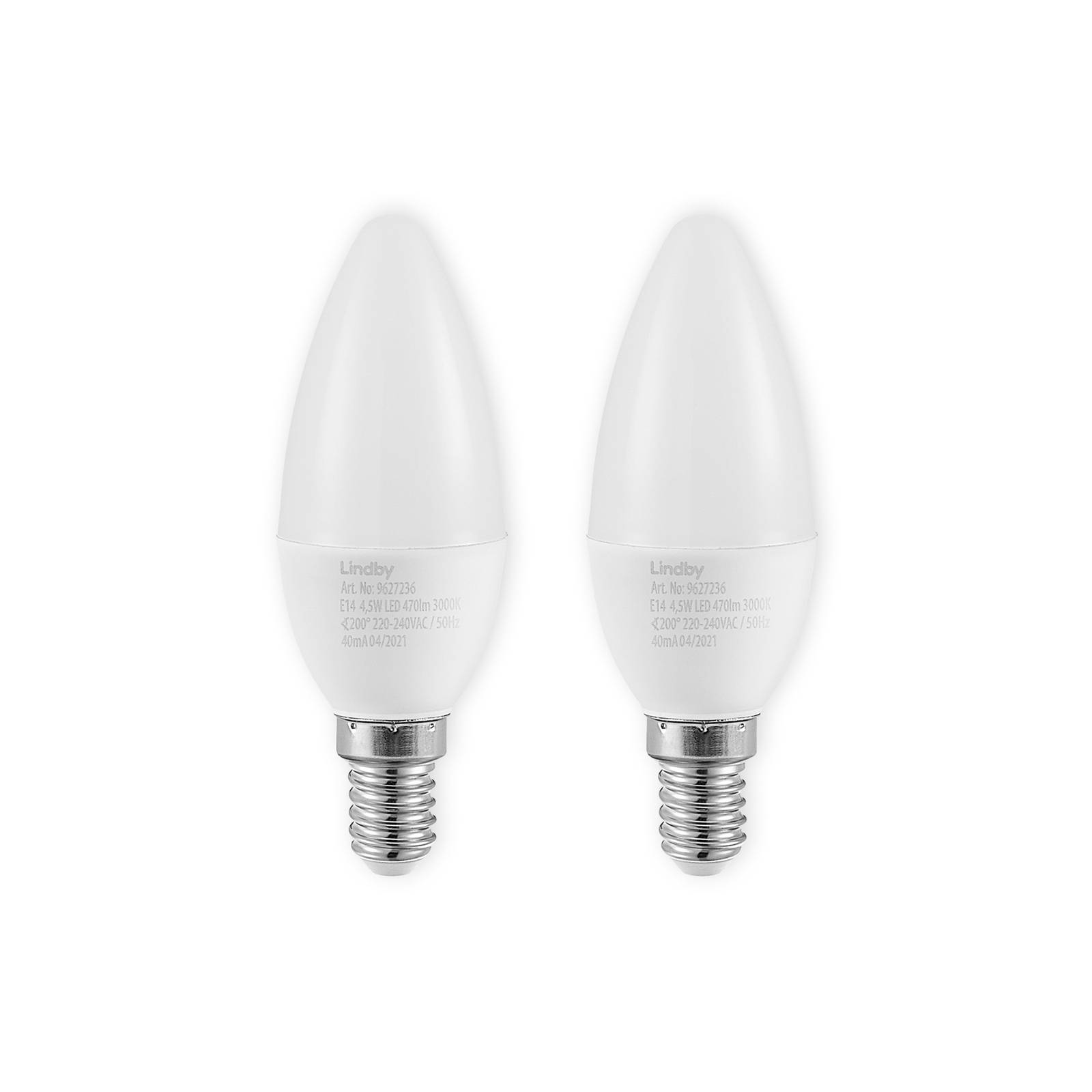 Lindby LED izzó E14 C35 4,5 W 3000 K opál 2-es klt