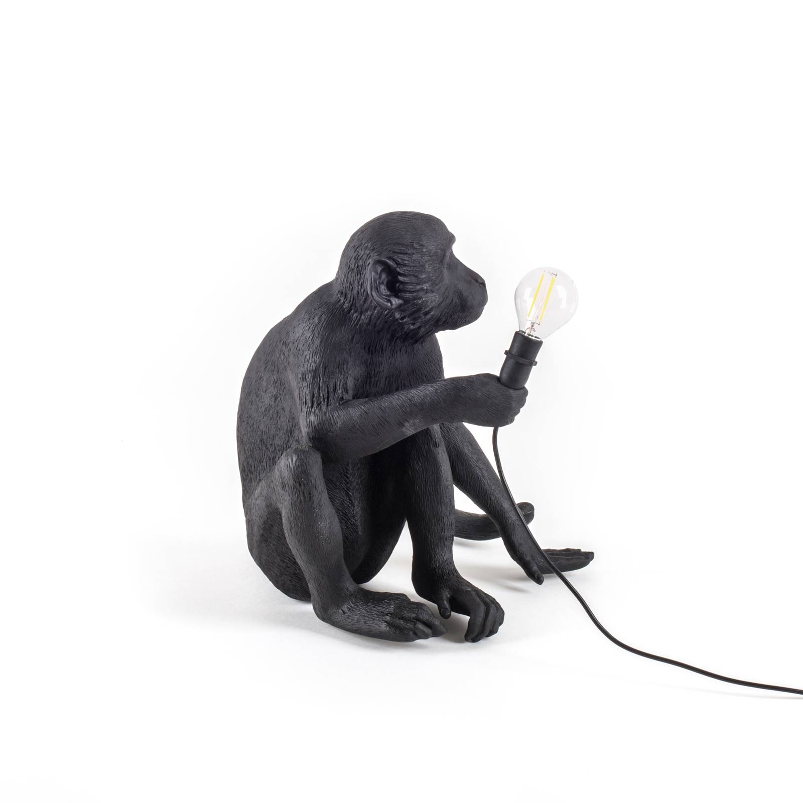 SELETTI Lampe terrasse déco LED Monkey Lamp assise noir