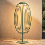 Lámpara de pie LED exterior Lucande Richi, verde, altura 90 cm, IP44