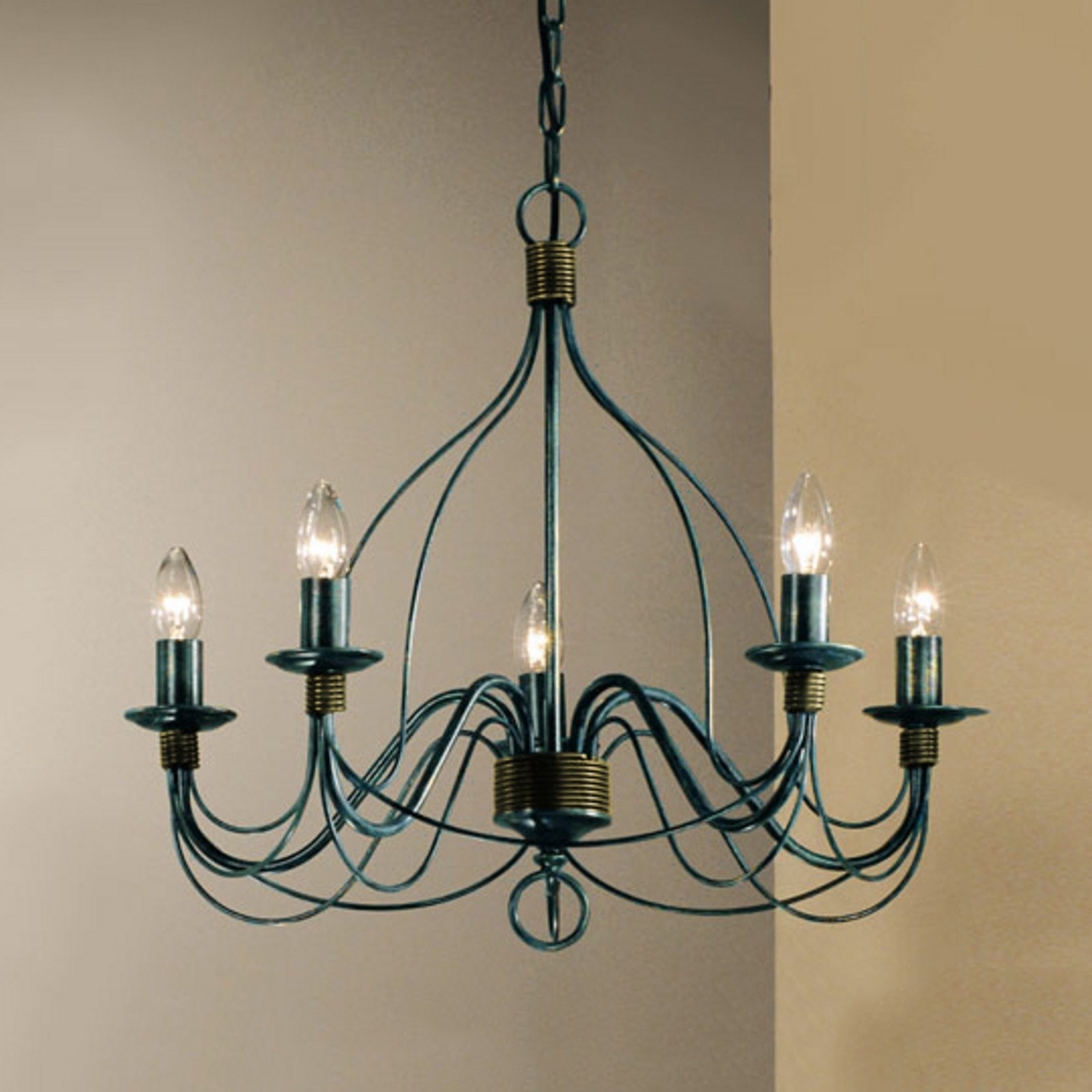 Kögl Candelabru Filo 5 becuri albastru-negru metal Ø 56 cm - Camera de zi / sufragerie - Antichitate
