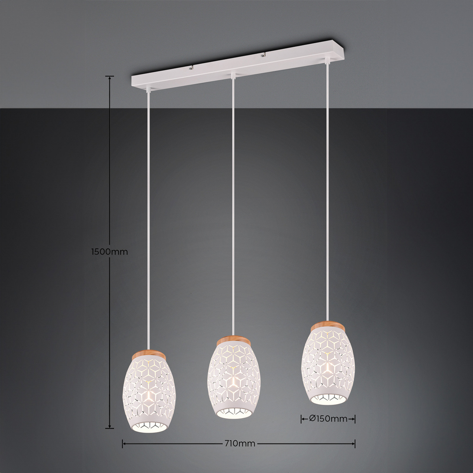 Reality Leuchten Lampă suspendată Bidar lungime 71 cm alb mat 3 lumini metal - Camera de zi / sufragerie - modern