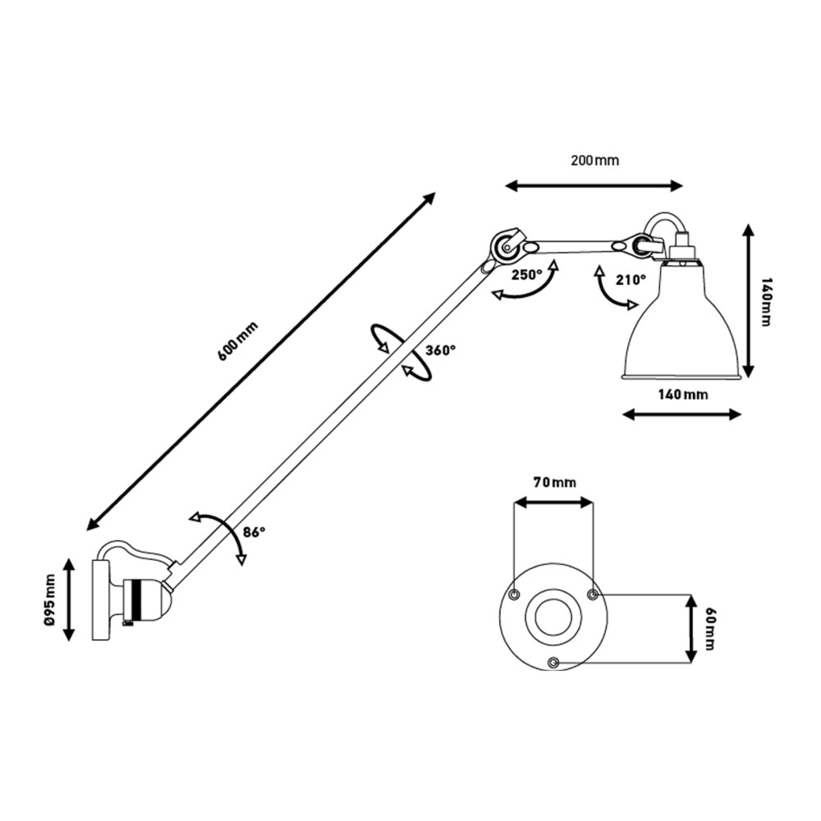 304L60 Aplică de Perete Chrome - Lampe Gras