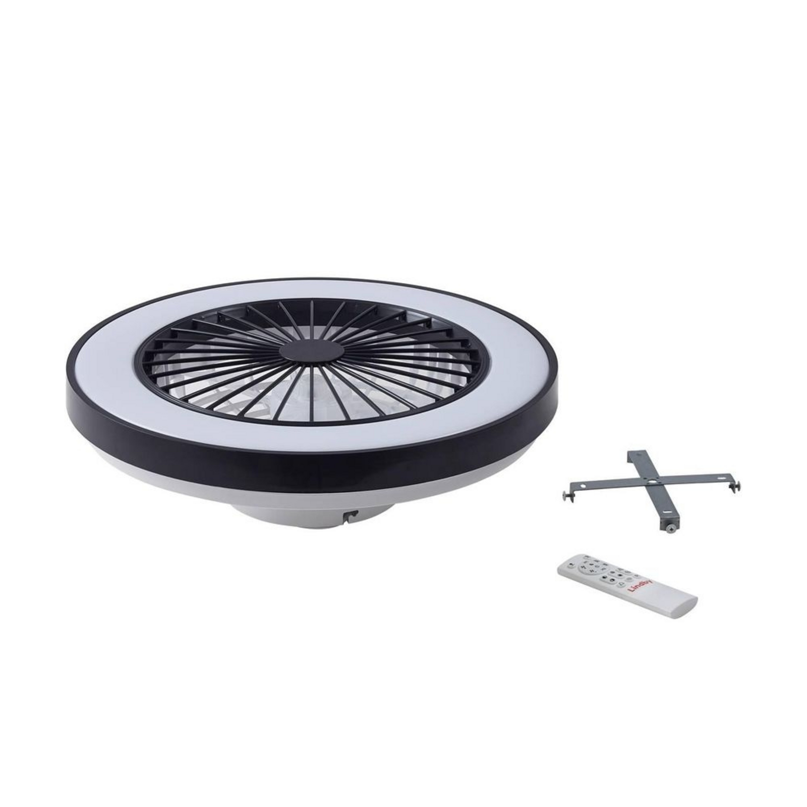 Teleo LED Ventilatore a soffitto Nero - Lindby