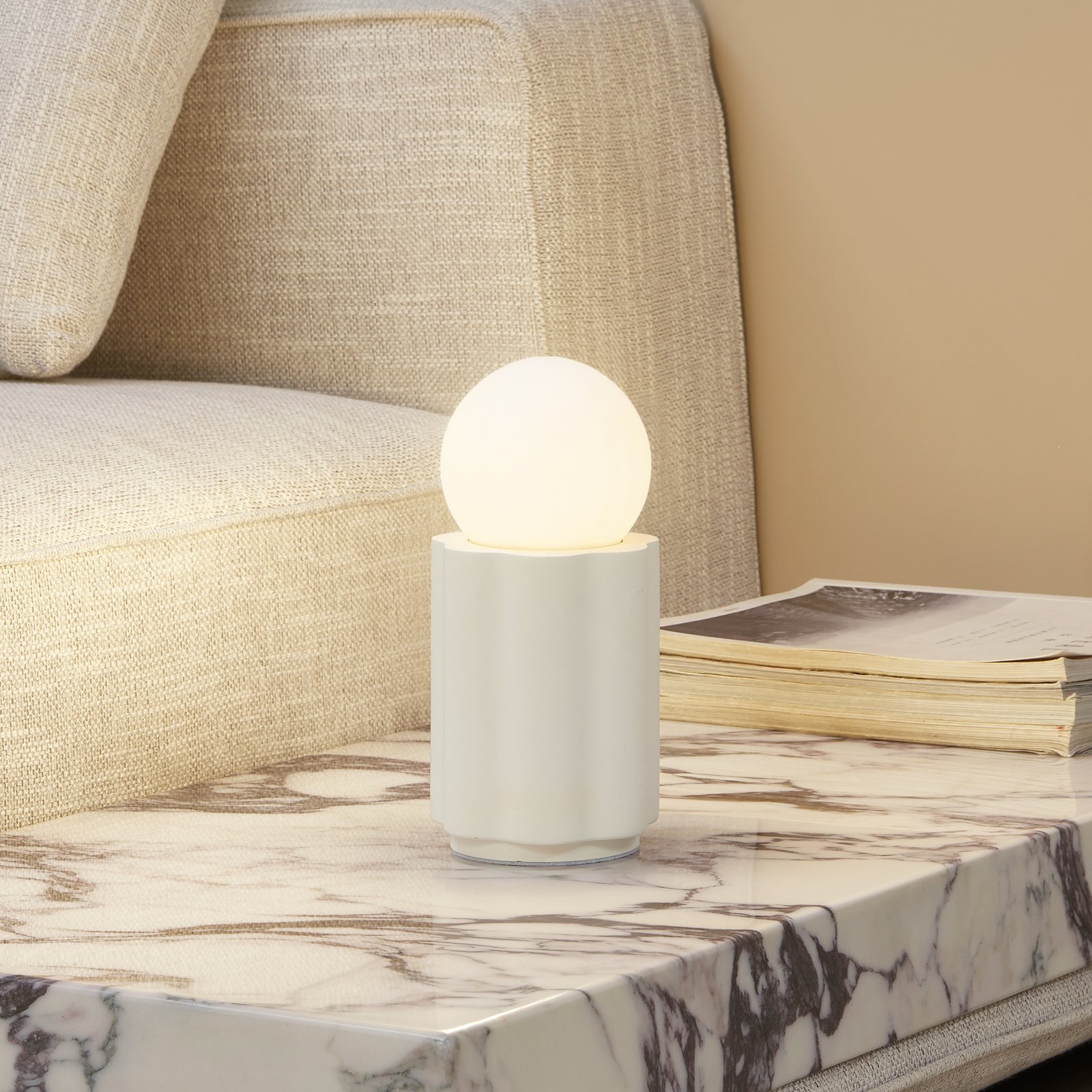 Nielson stolová lampa  výška tienidlo na lampu 8,5 cm béžová sadra - Lindby