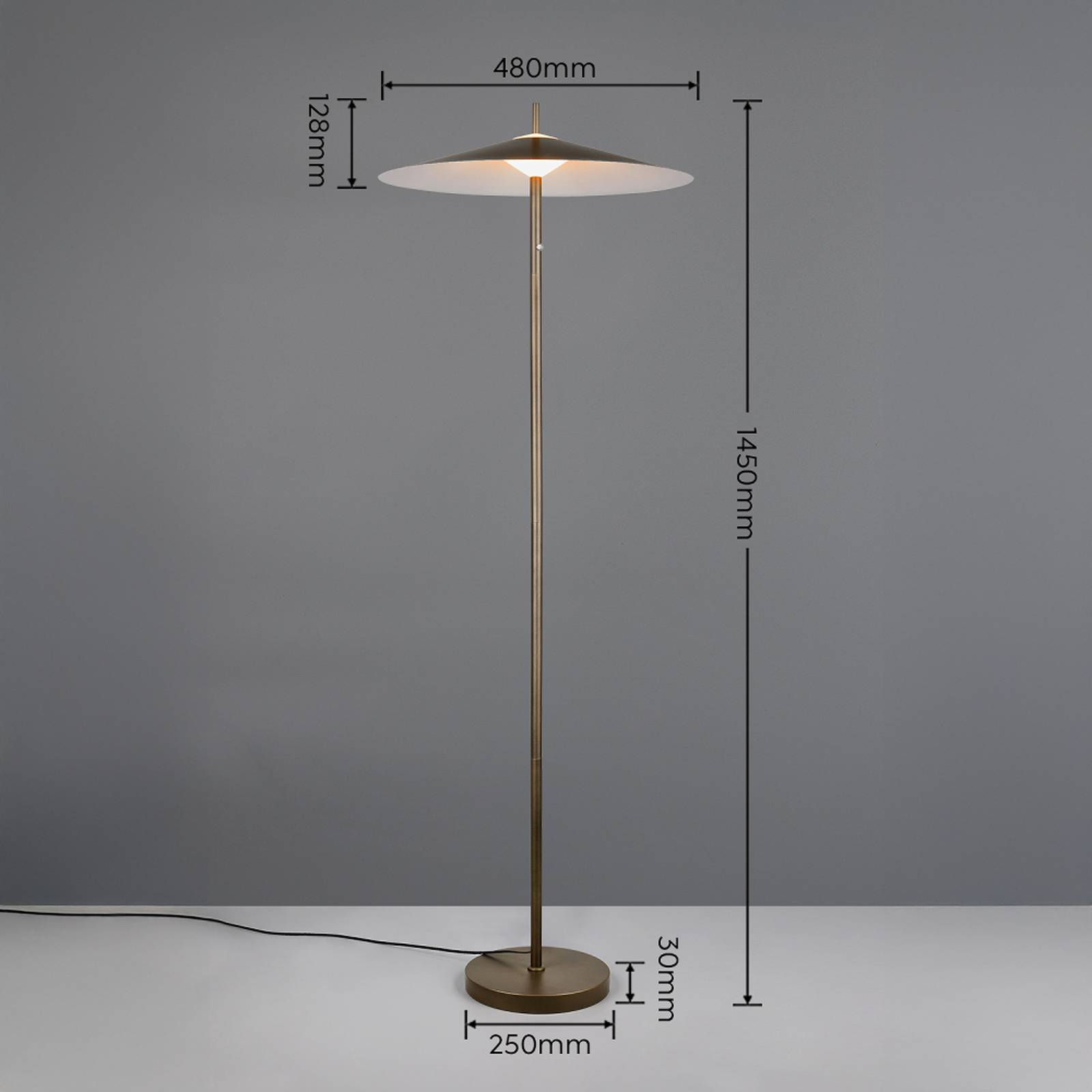 LED-gulvlampe Amalo i platinafarge, høyde 145 cm, metall, CCT