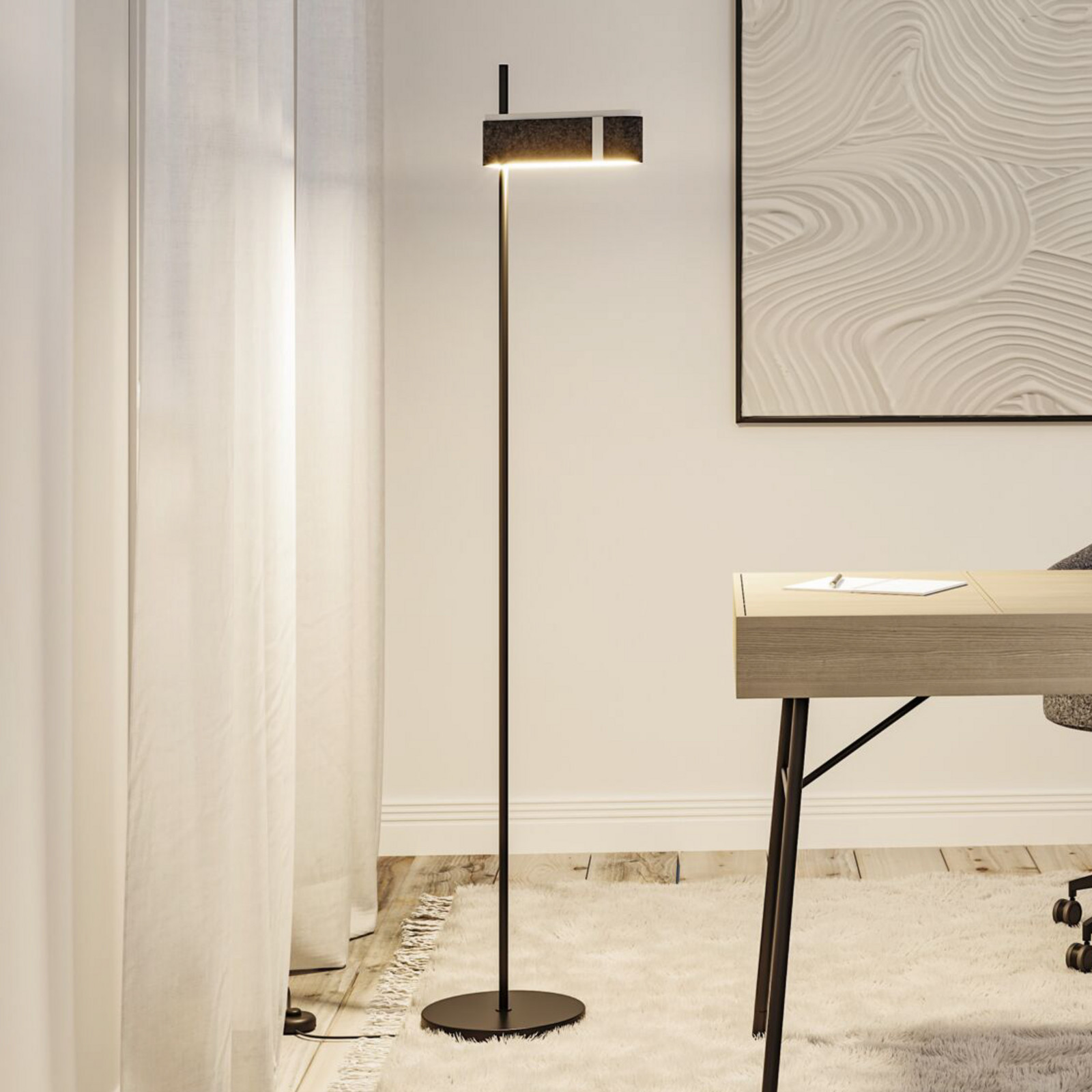 Paulmann Smart Lampadar LED Jagun antracit 151 cm pâslă - Camera de zi / sufragerie - Modern - Țesătură / Textil