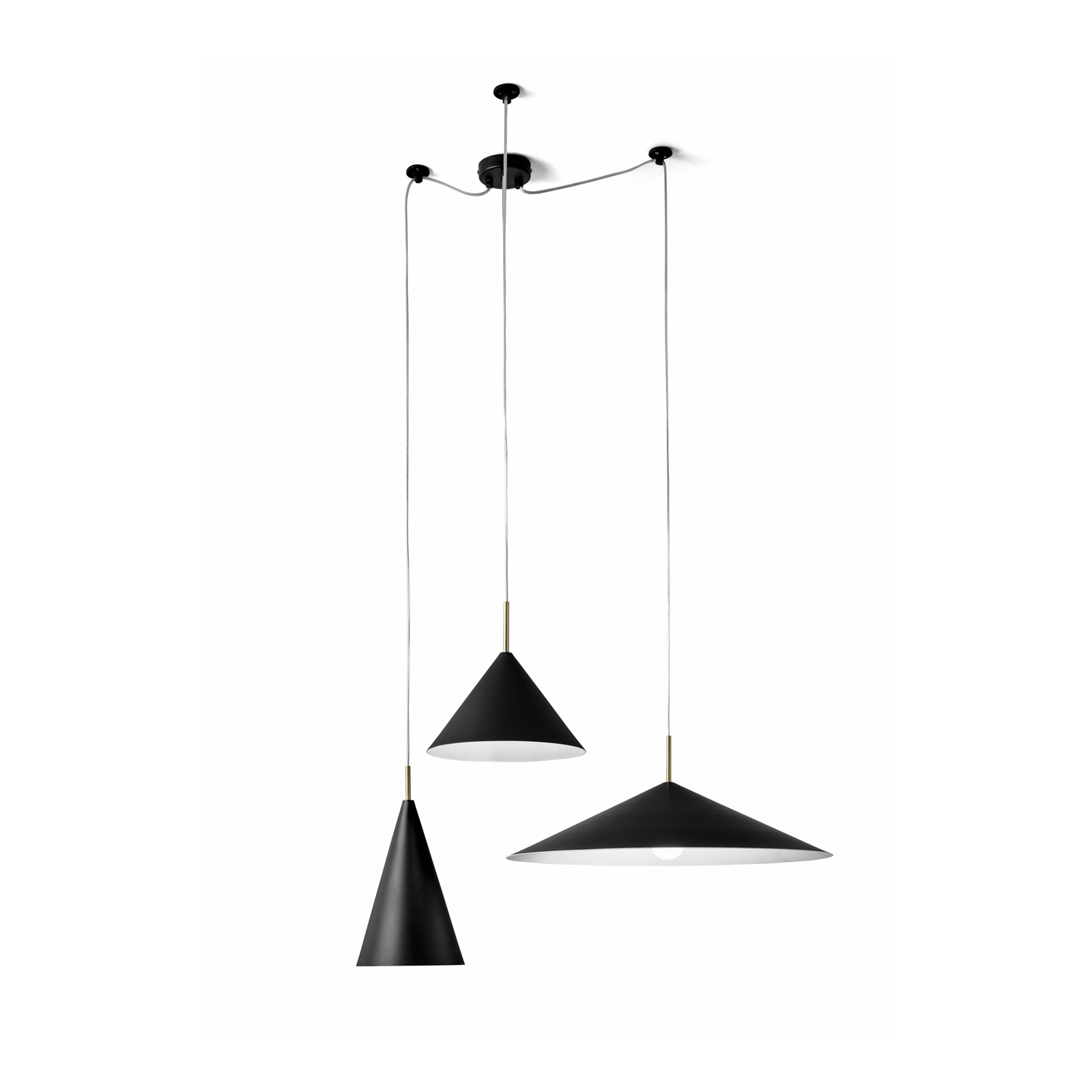 Samoi pendant light, 3-bulb, metal, black, decentralised