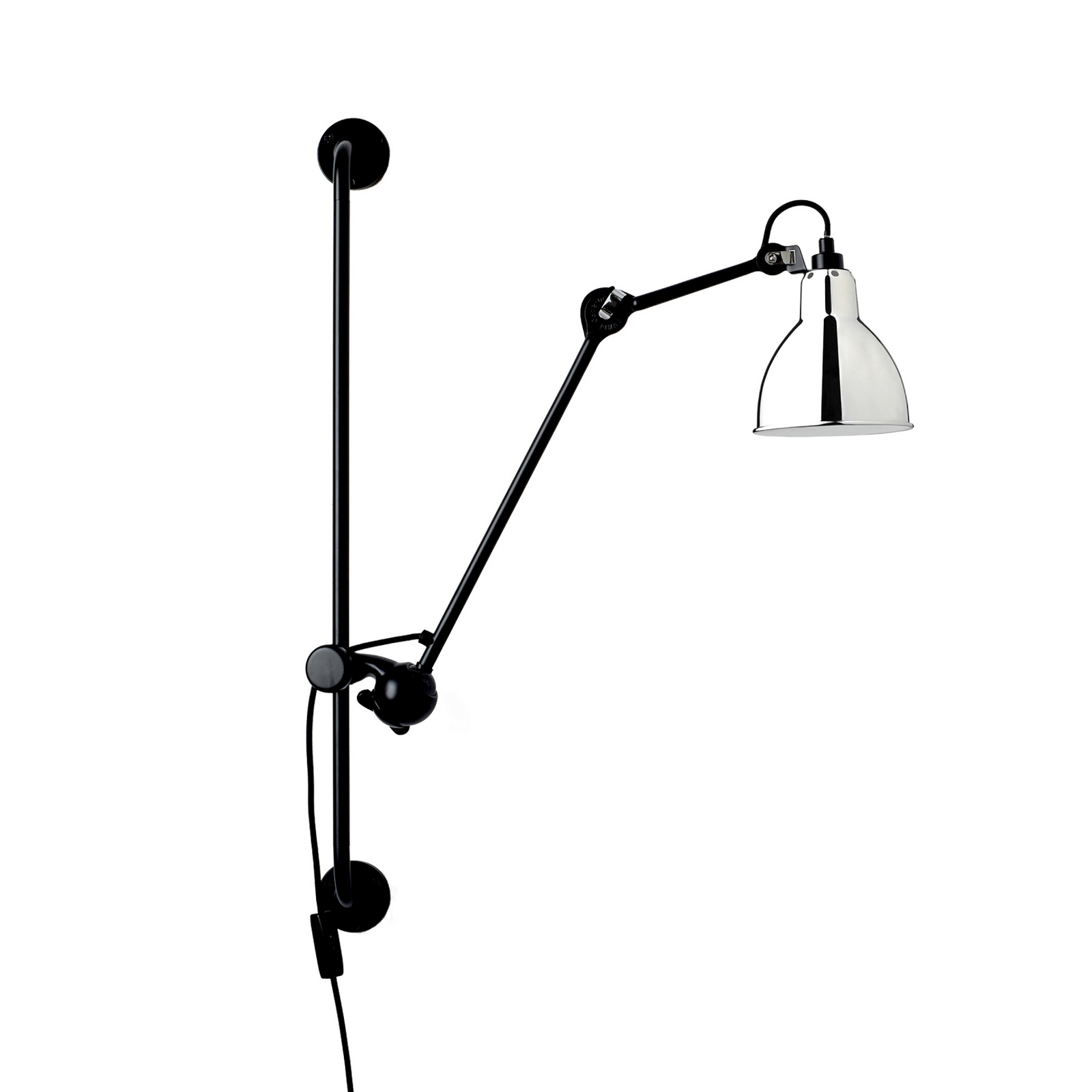 210 Vegglampe svart/krom – Lampe Gras