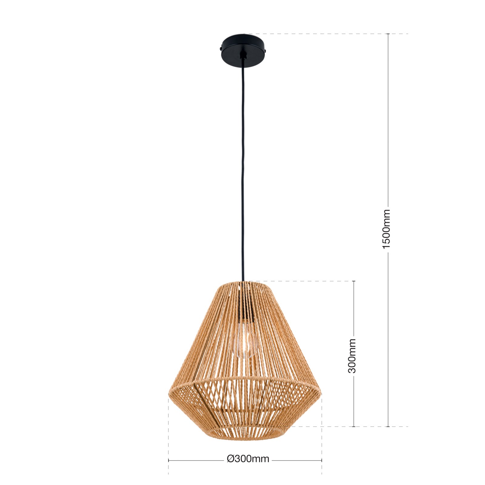 Jungle pendant light with a lampshade of hemp cord