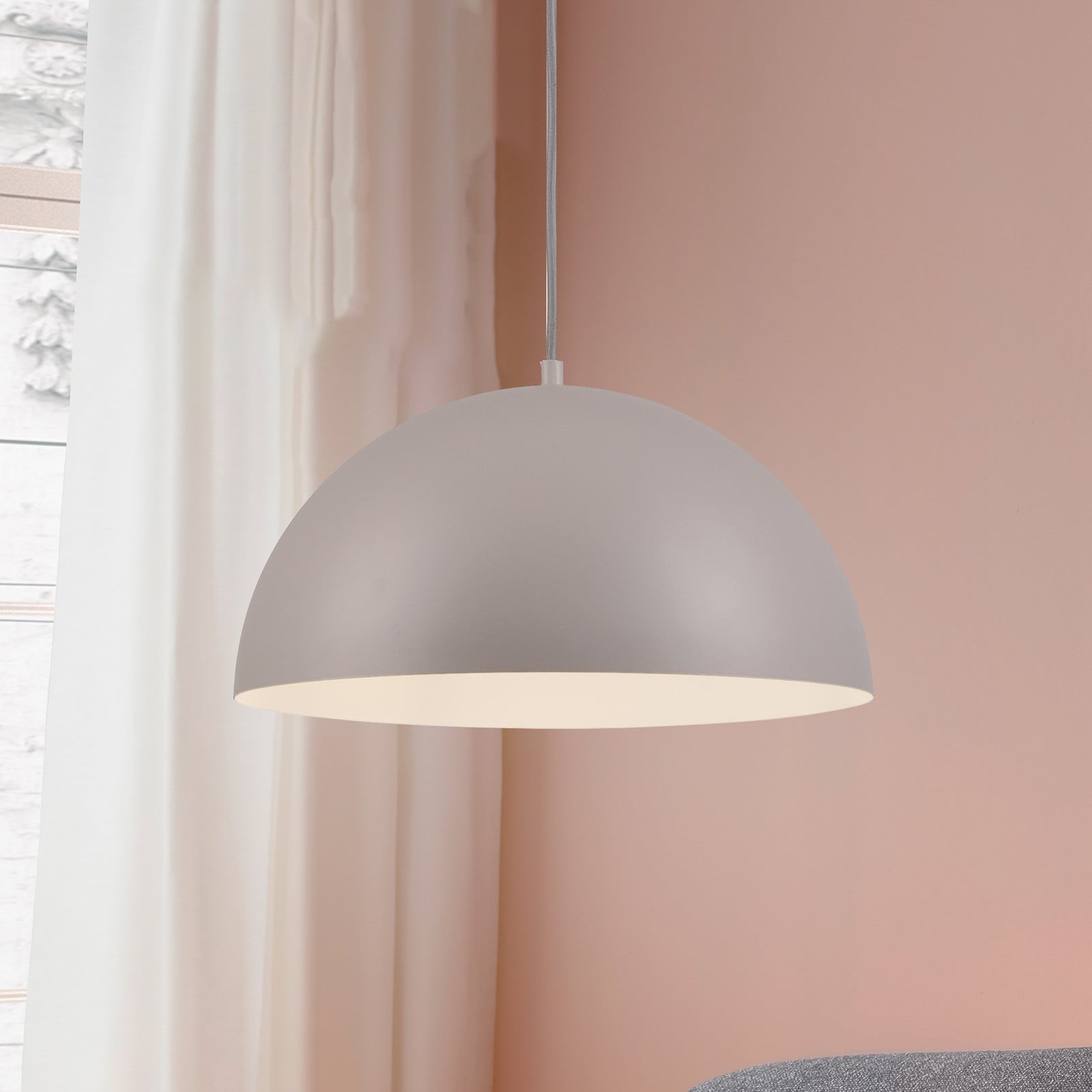 Schöner Wohnen Lampă suspendată Ali Sandbrise fier Ø 38 cm E27 - Camera de zi / sufragerie - Scandinavă - briză de nisip - Metal