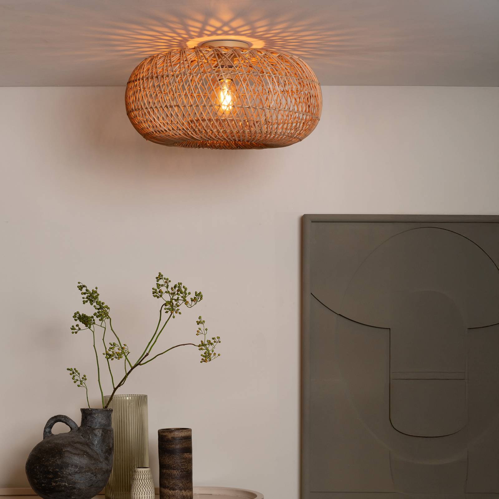 GOOD & MOJO Lampa sufitowa Arizona, naturalna, Ø 50 cm Bambus E27