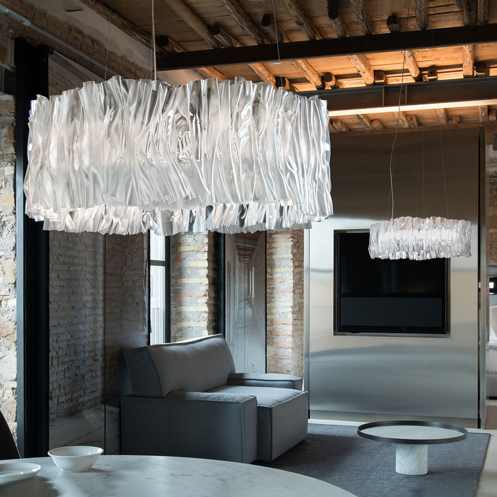 Slamp Transparente, Prateado Accordéon Candeeiro Suspenso Led Prateado 3.000 K