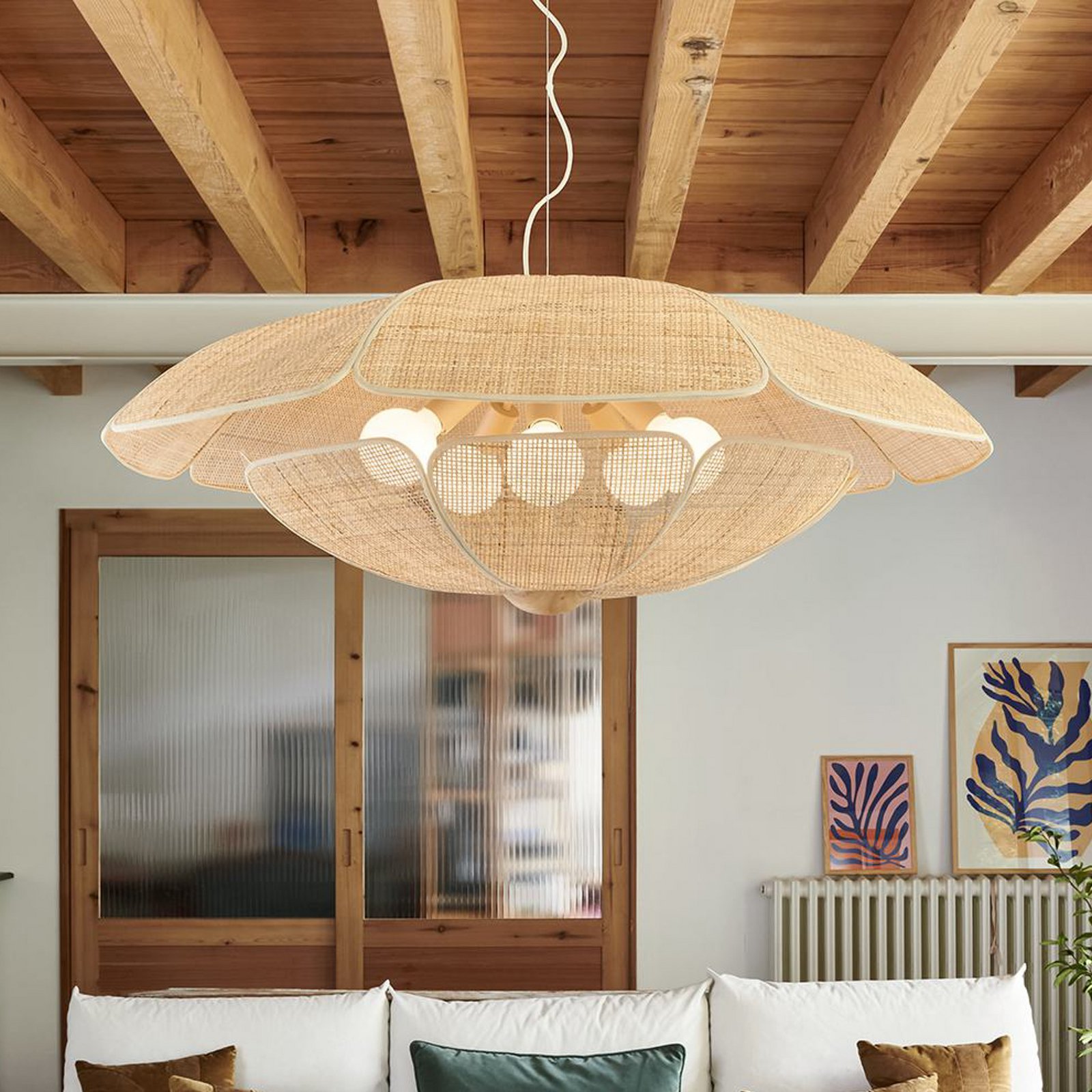 MARKET SET Hängelampe Coquillage, 110 cm, naturfarben Rattan