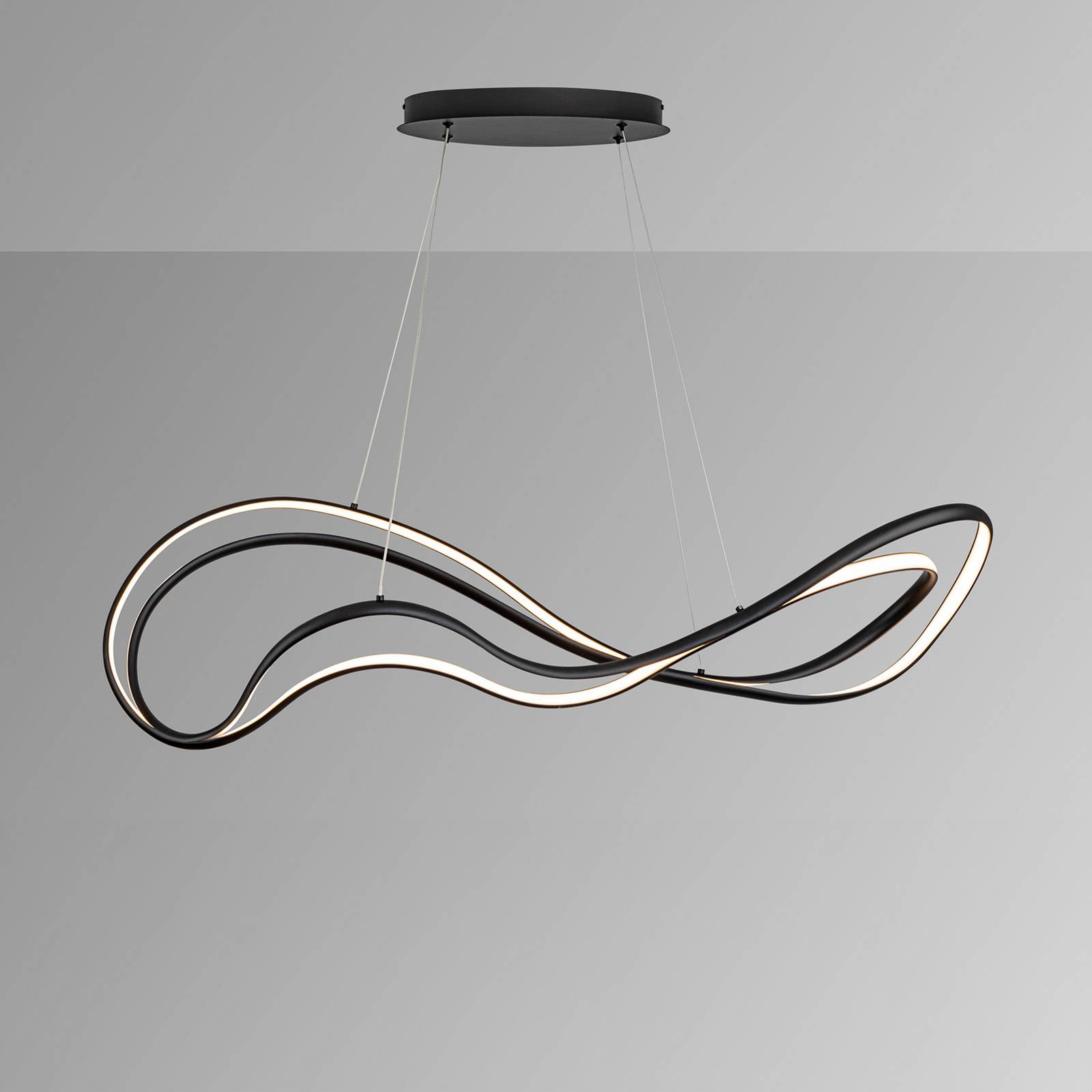 Lampa wisząca Danza LED, czarny mat, metal, aluminium