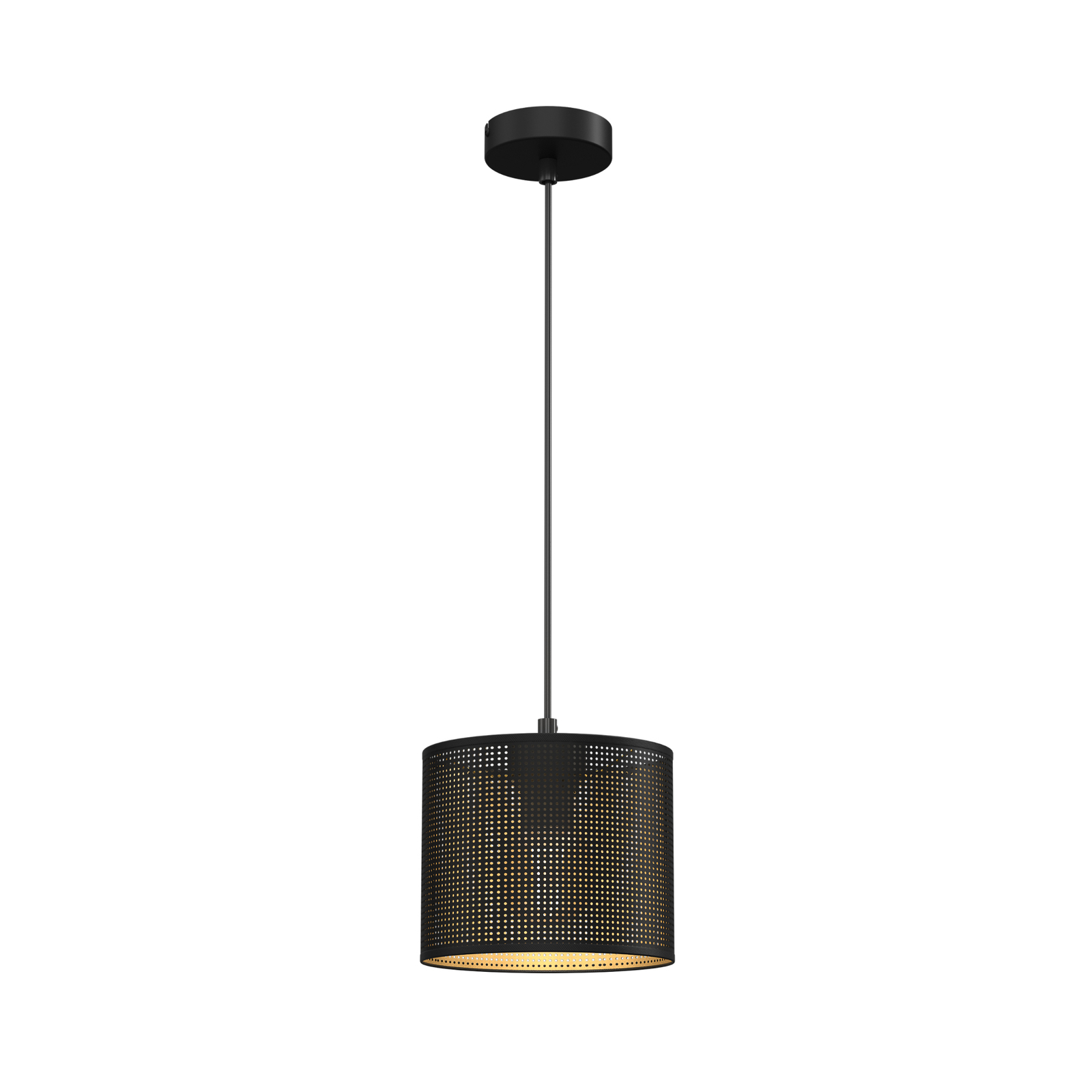 Suspension Jovin, une lampe, Ø 18 cm, noir/dorée