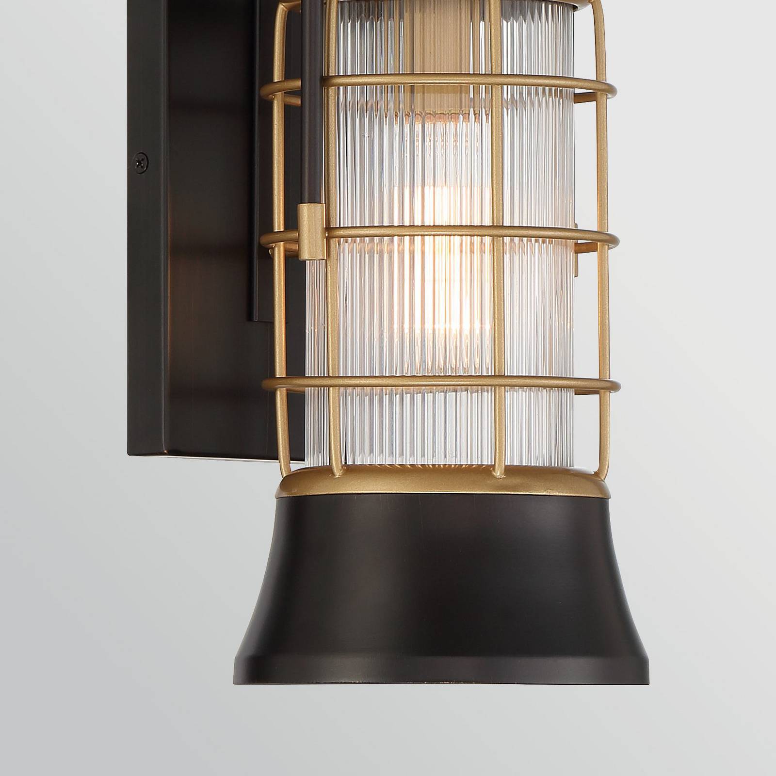 Außenwandleuchte RIVAMAR, Höhe 34 cm, schwarz/gold, IP44 E27 günstig online kaufen