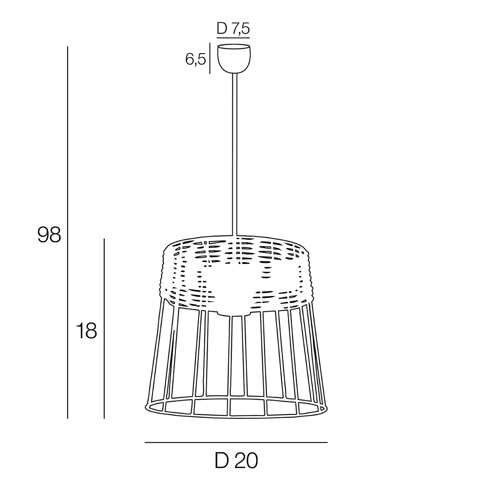 Indah viseća svjetiljka, crna, Ø 20 cm - Corep SAS