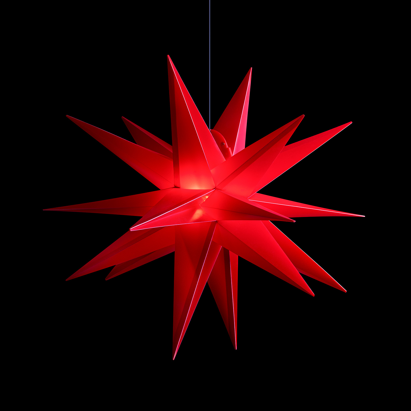 XL-kunststoffstjerne med 18 spisser for uteom. rød