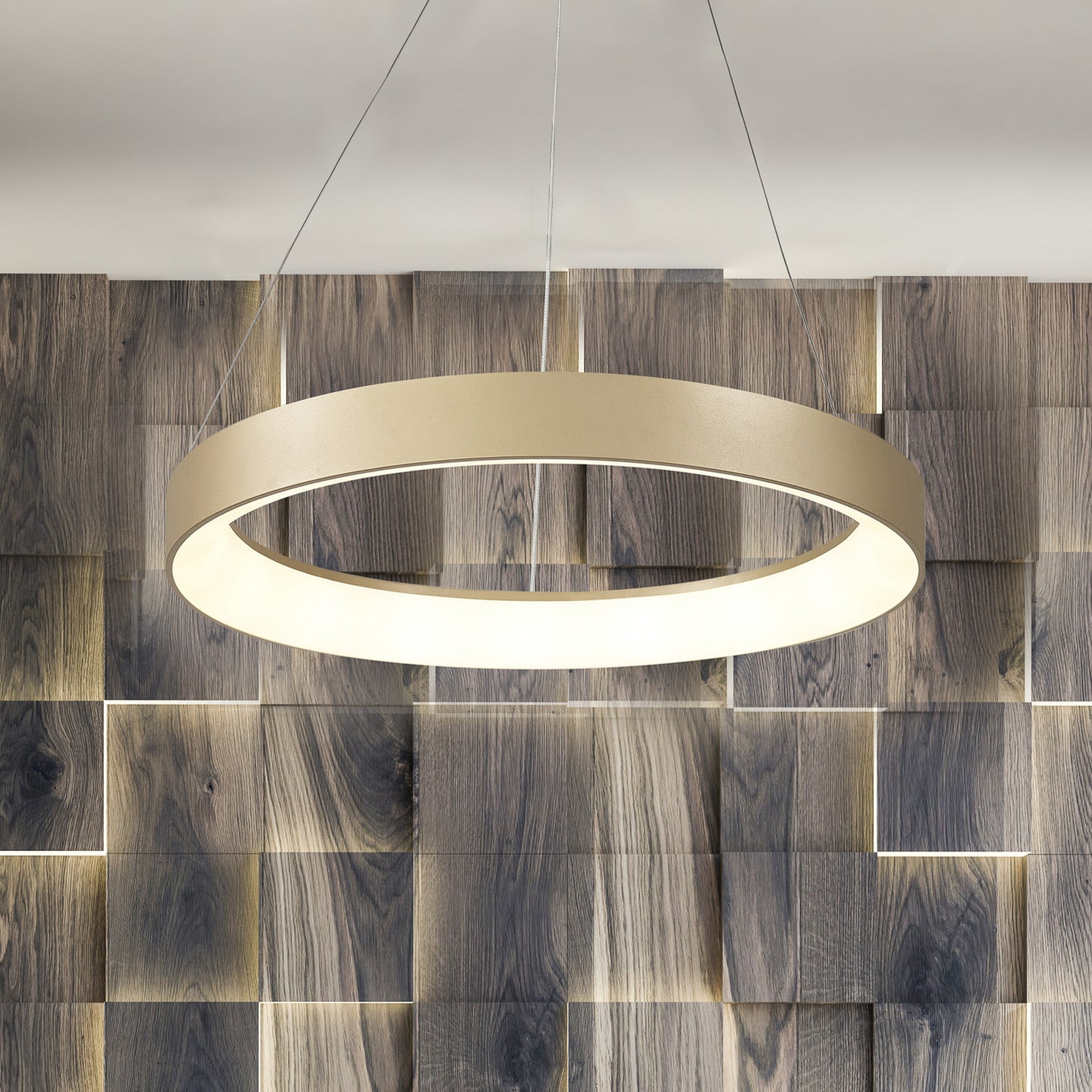 Mantra Iluminación Niseko II Smart LED viseća svjetiljka, Ø 38 cm, zlatne boje, CCT - Dnevni boravak/blagovaonica - Moderan - zlato - Aluminij