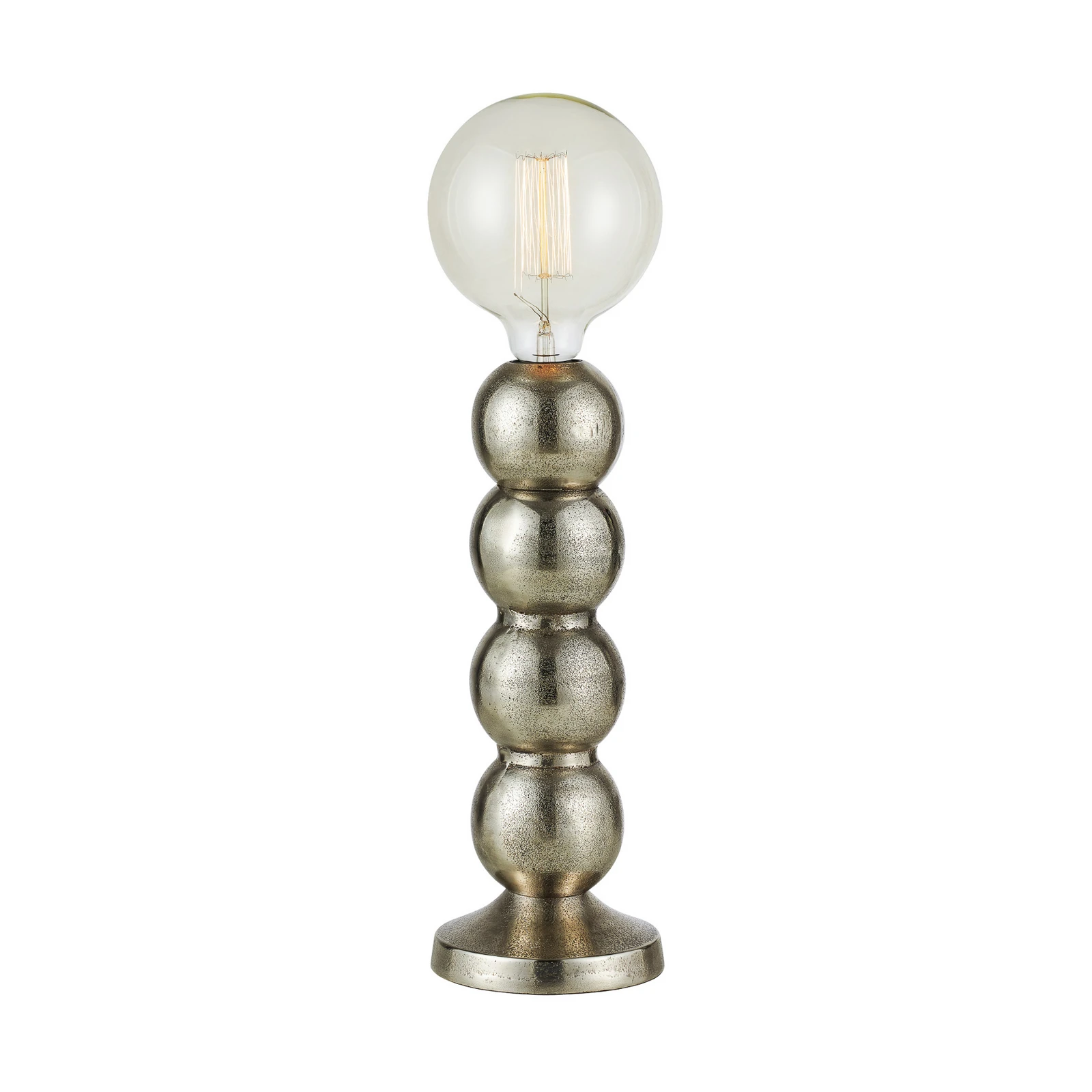 Gong bordlampe, sølvfarget, metall, høyde 33 cm