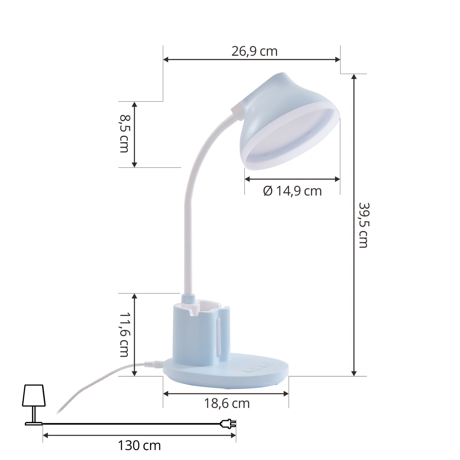 Stolná LED lampa Lindby Zephyra, modrá, CCT, stmievateľná