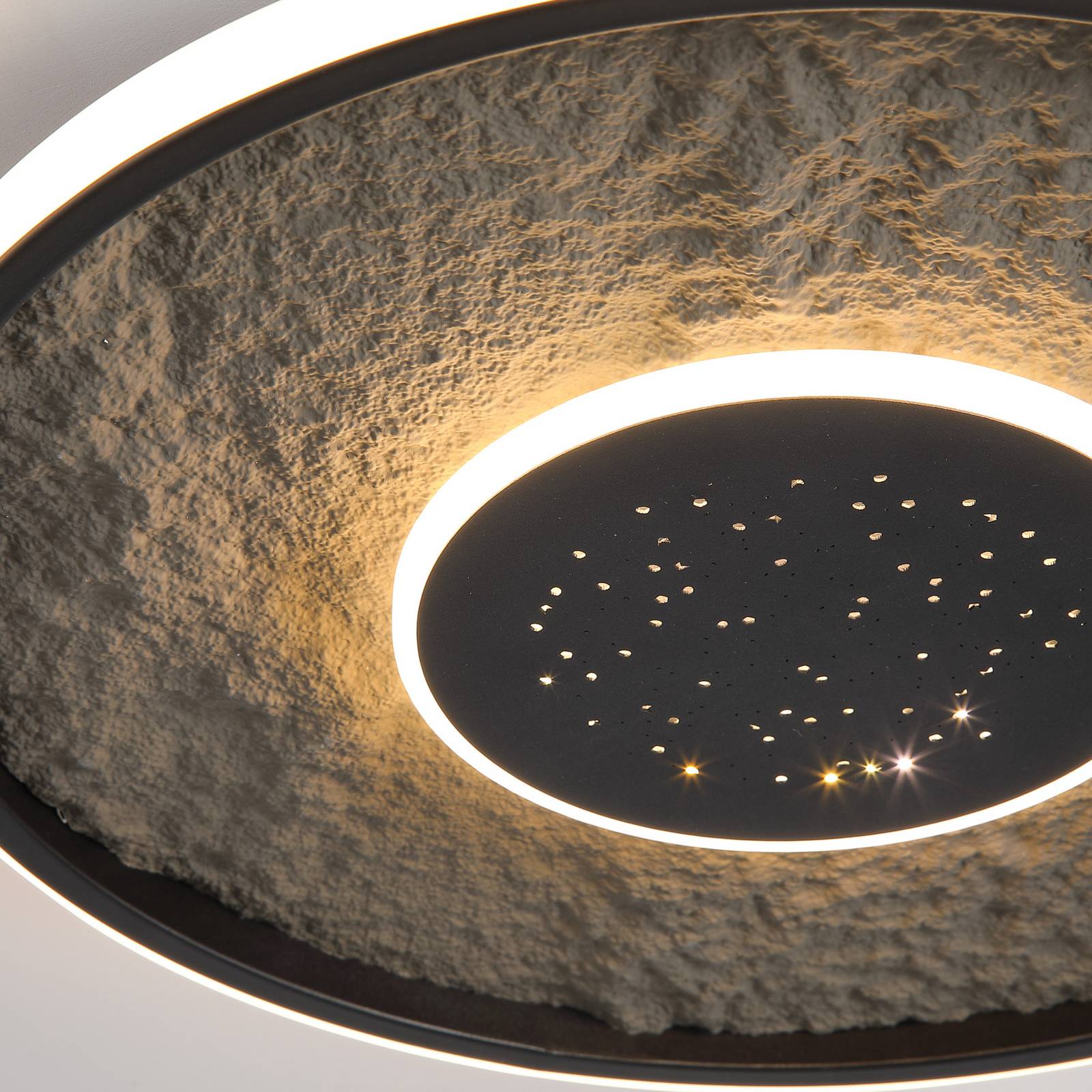 Lampa sufitowa LED Lumadisc, efekt gwiaździsty, czarna, Ø 41 cm