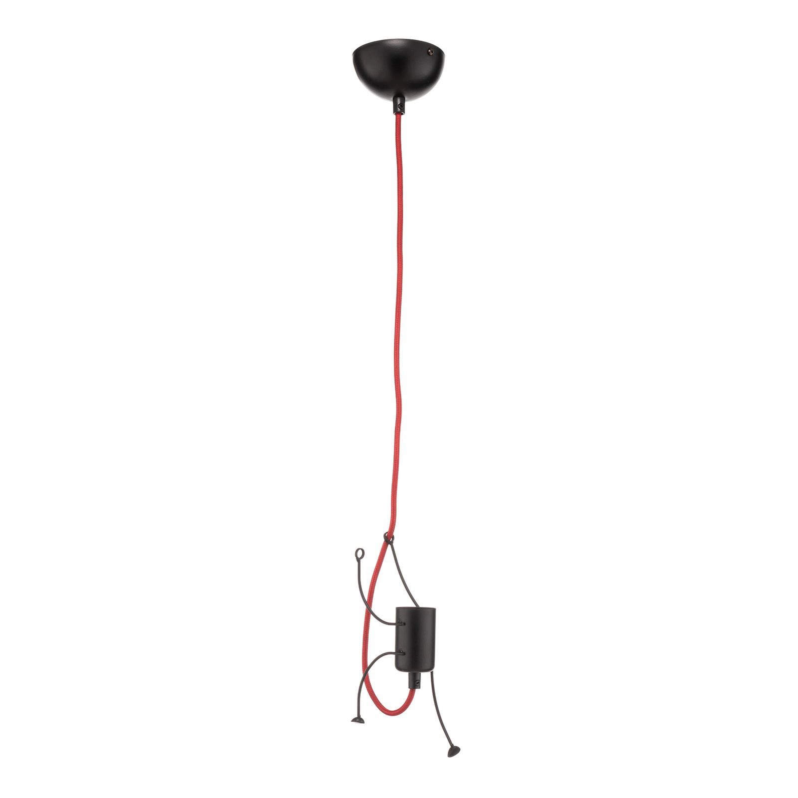 Bobi 1 hanging light in black, red cable, 1-bulb