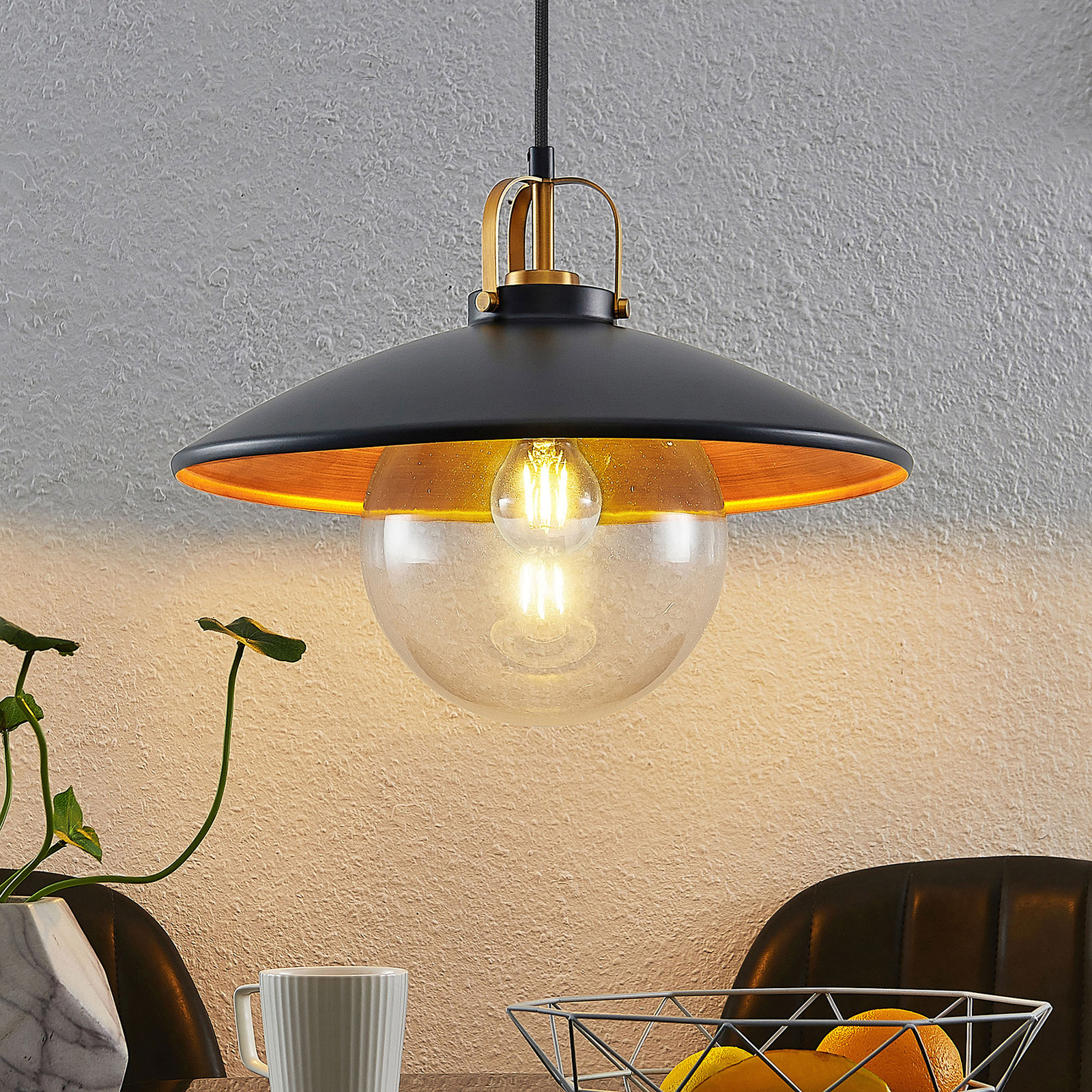 Lindby Marinella hængelampe, sort, 1 lyskilde