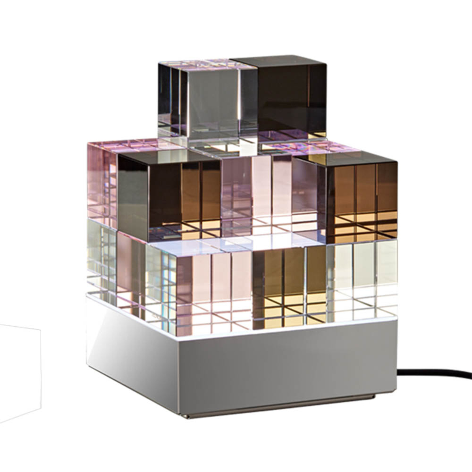 TECNOLUMEN Cubelight Move επιτραπέζιο φωτιστικό, ροζ/μαύρο