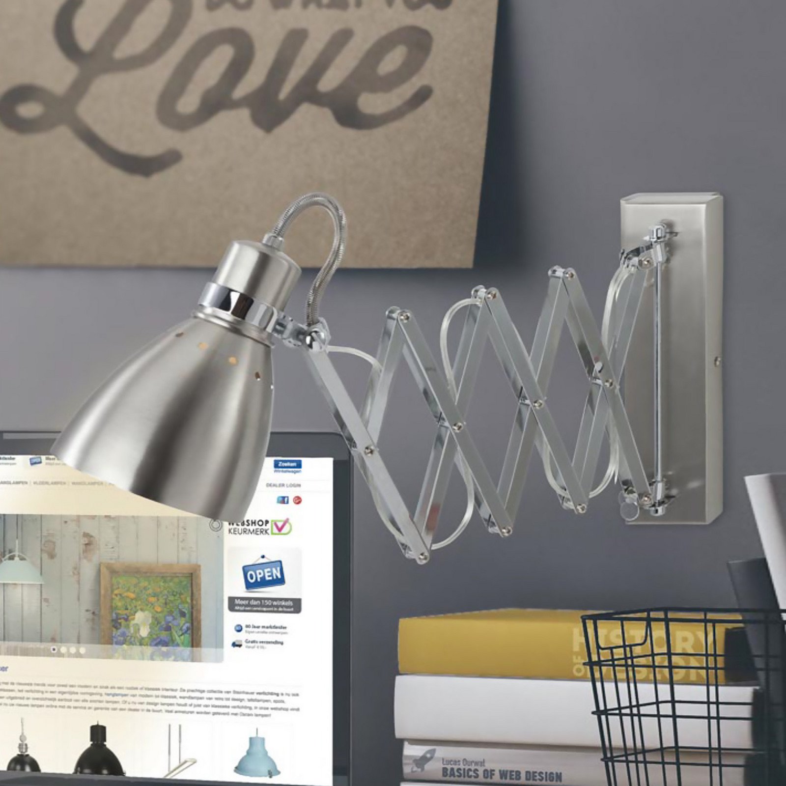 Steinhauer Lampă cu foarfecă cu arc argintiu/cromat - Camera de zi / sufragerie - modern - argintiu crom - Metal