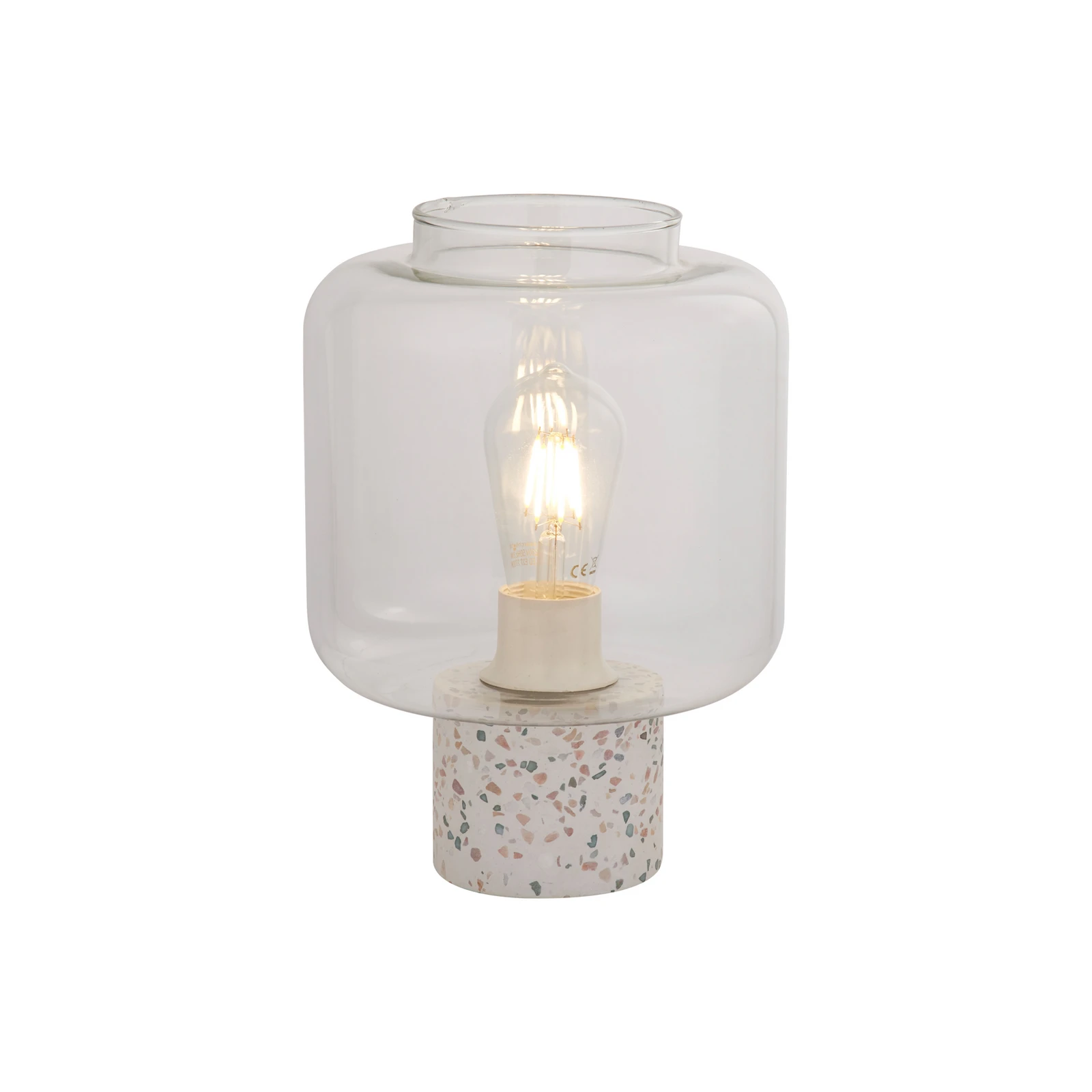 Lámpara de mesa X Vessel, blanco / transparente, hormigón, vidrio