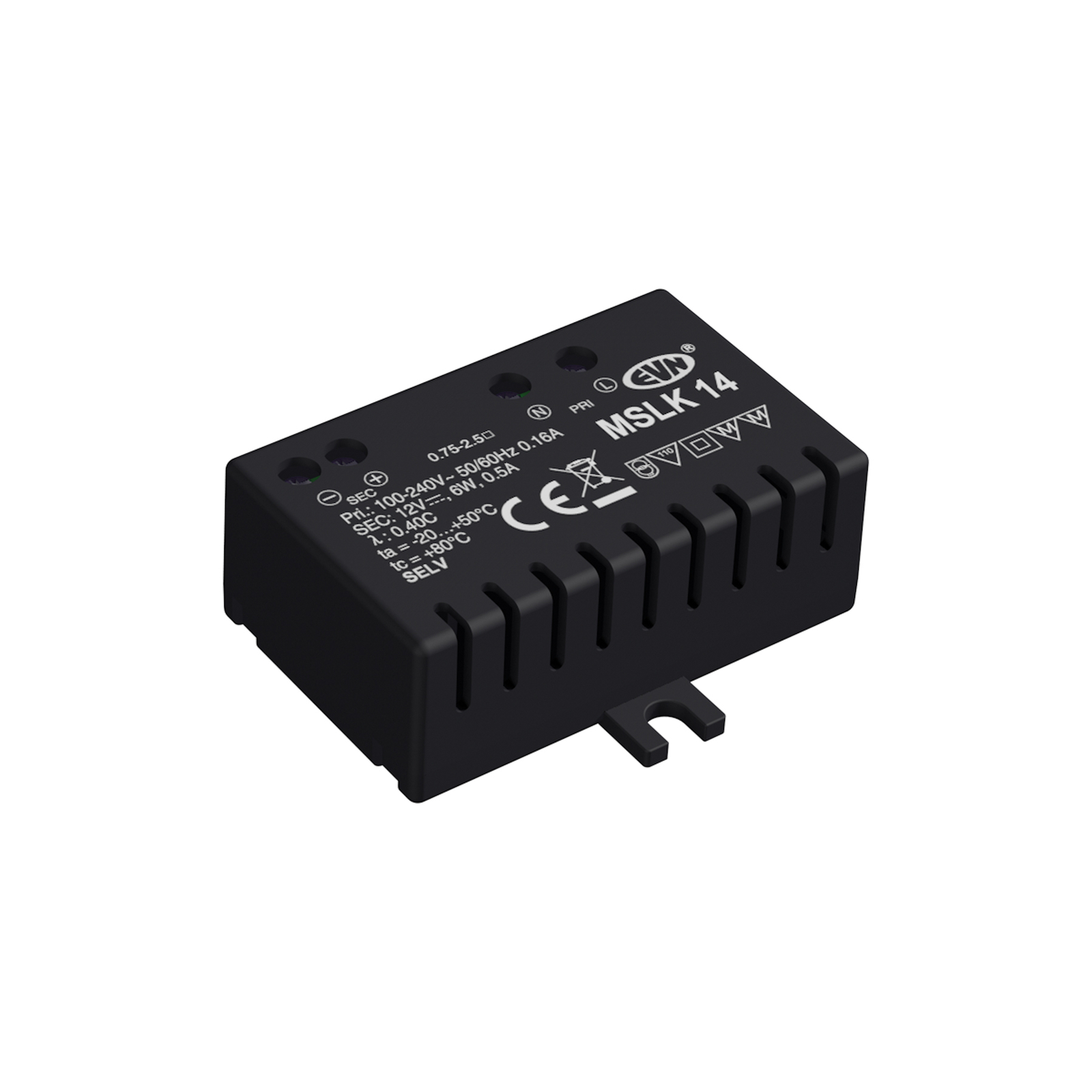 Nätaggregat 12V/DC 0,1-6W, IP20, 100-240V/AC