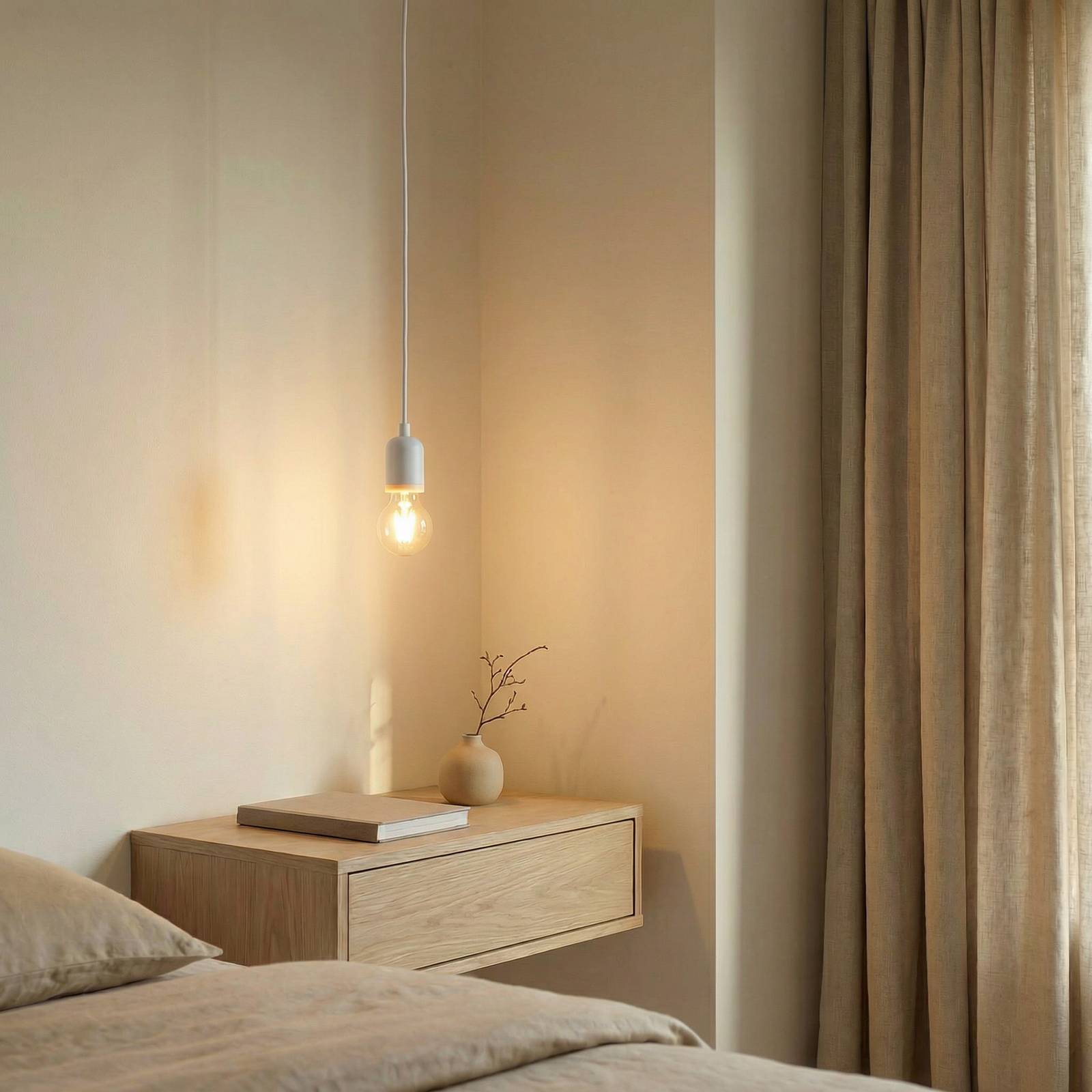 Lindby hanglamp Hattie, fitting E27, wit, Ø 4,7 cm
