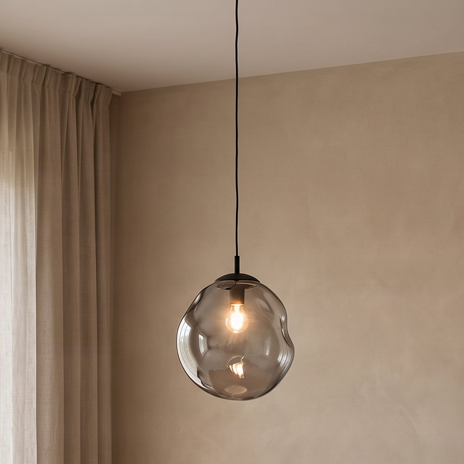 Lampa wisząca Sol, Ø 35 cm, czarny/dymny szary